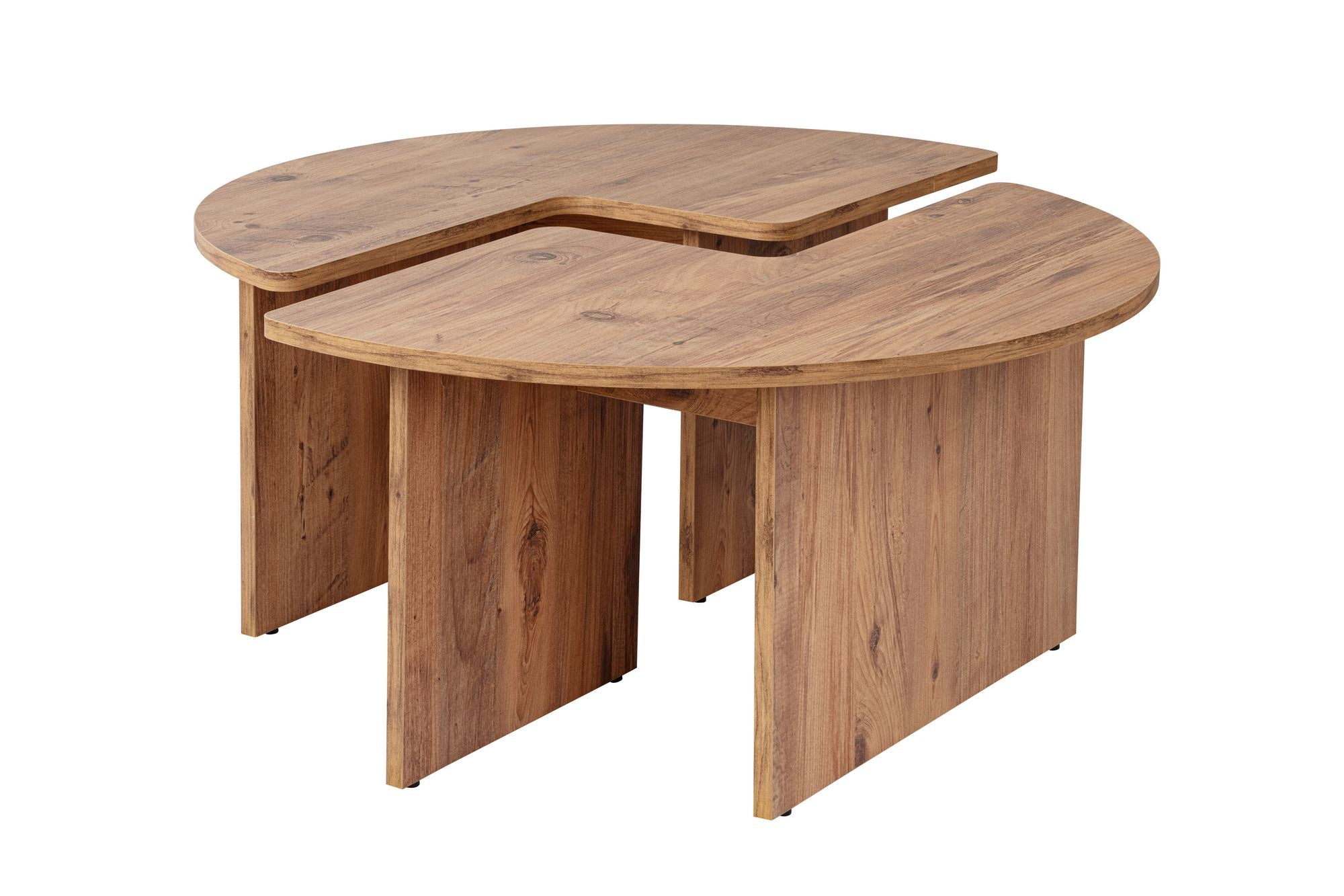 Mesa de Centro Elegante, Ø90 cm, 41 cm de Altura | Painel de Partículas 100% Revestido em Melamina, 18 mm de Espessura | Acabamento em Pinho Atlântico, Perfeita para Espaços Modernos
