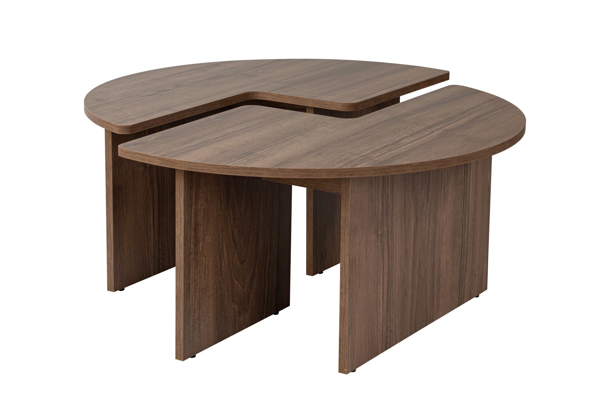 Mesa de Centro Elegante em Nogueira, Ø90 cm, 41 cm de Altura | Painel de Partículas 100% Revestido em Melamina, 18 mm de Espessura | Elegante e Durável para Espaços Modernos