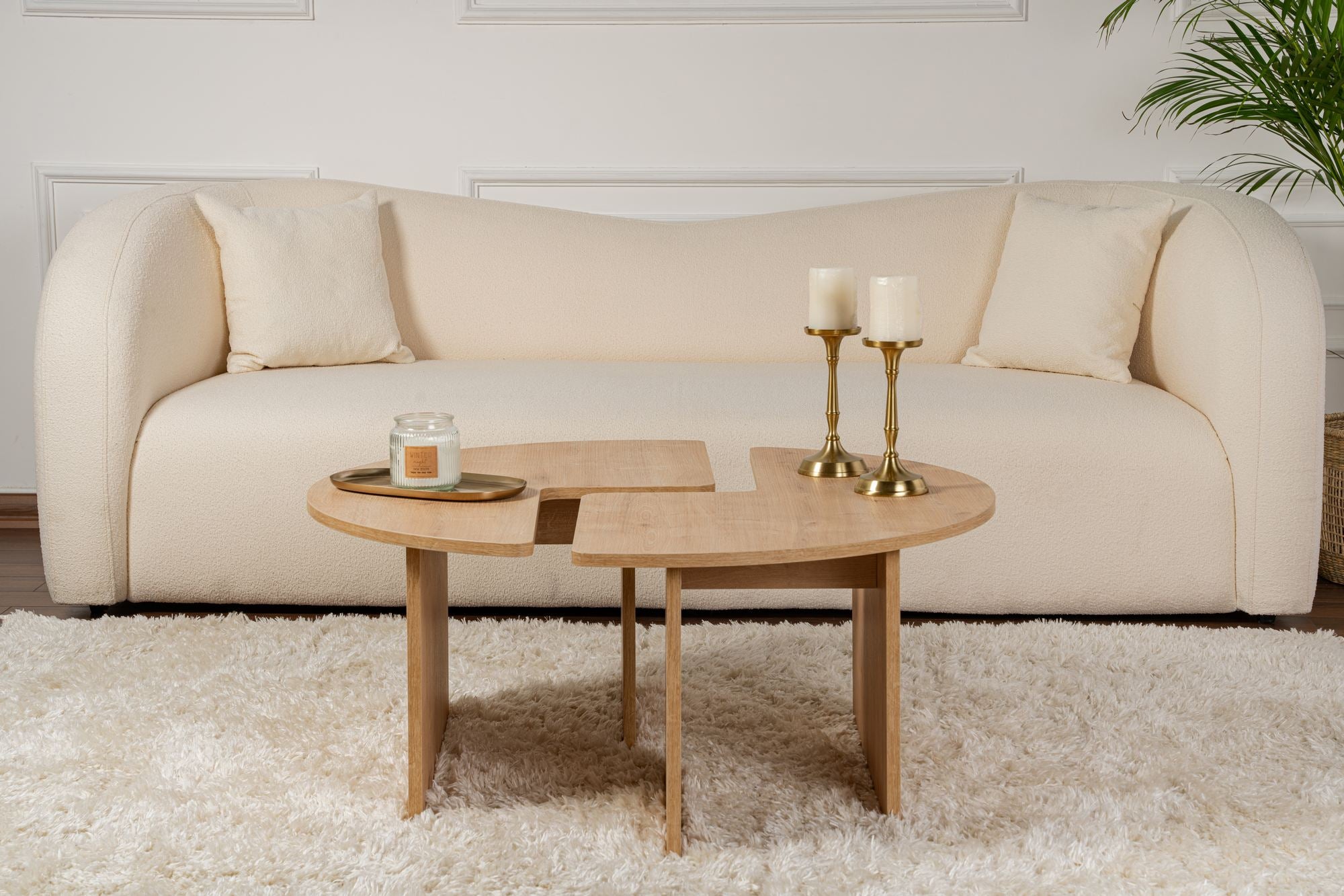 Mesa de Centro Elegante em Carvalho, Ø90 cm, 41 cm de Altura | Painel de Partículas 100% Revestido em Melamina, 18 mm de Espessura | Perfeita para Salas de Estar Modernas e Espaços Aconchegantes