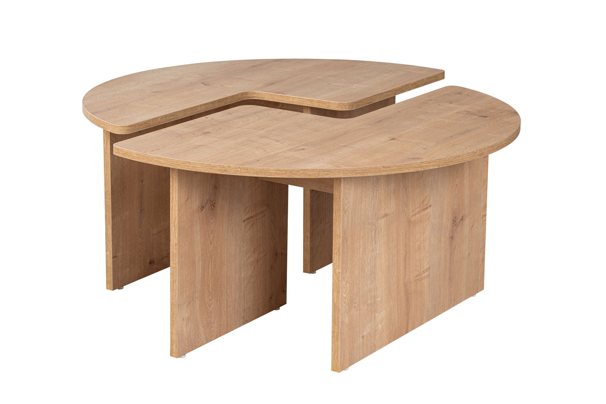 Mesa de Centro Elegante em Carvalho, Ø90 cm, 41 cm de Altura | Painel de Partículas 100% Revestido em Melamina, 18 mm de Espessura | Perfeita para Salas de Estar Modernas e Espaços Aconchegantes