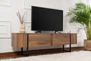 Suporte de TV elegante, nogueira e preto, 180 x 50 x 29,5 cm | Painel de partículas 100% revestido de melamina, 18 mm de espessura | Design moderno para salas de estar e espaços de entretenimento