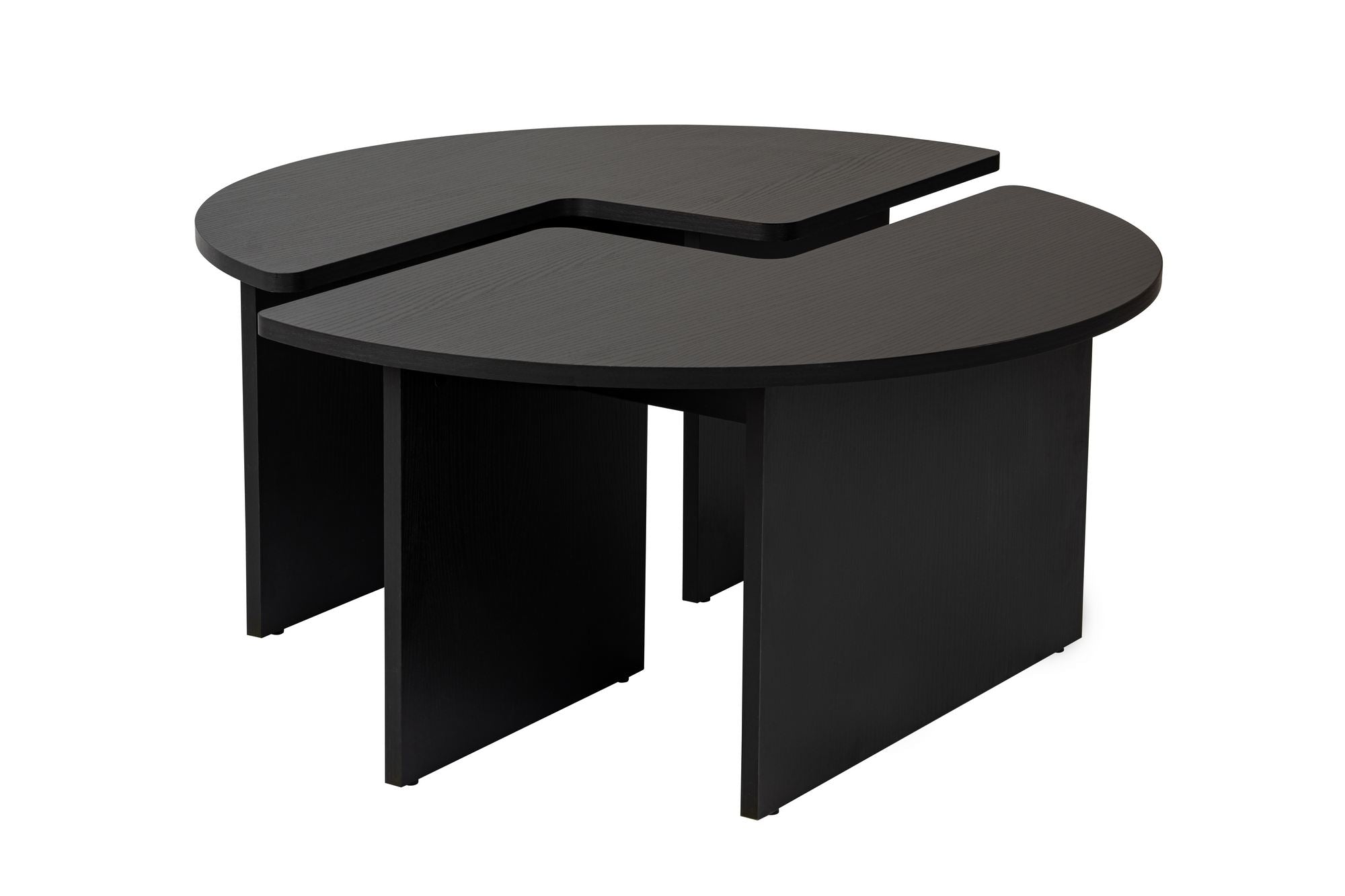 Mesa de Centro Preta Elegante, Ø90 cm, 41 cm de Altura | Painel de Partículas 100% Revestido em Melamina, 18 mm de Espessura | Perfeita para Salas de Estar Modernas e Espaços Aconchegantes