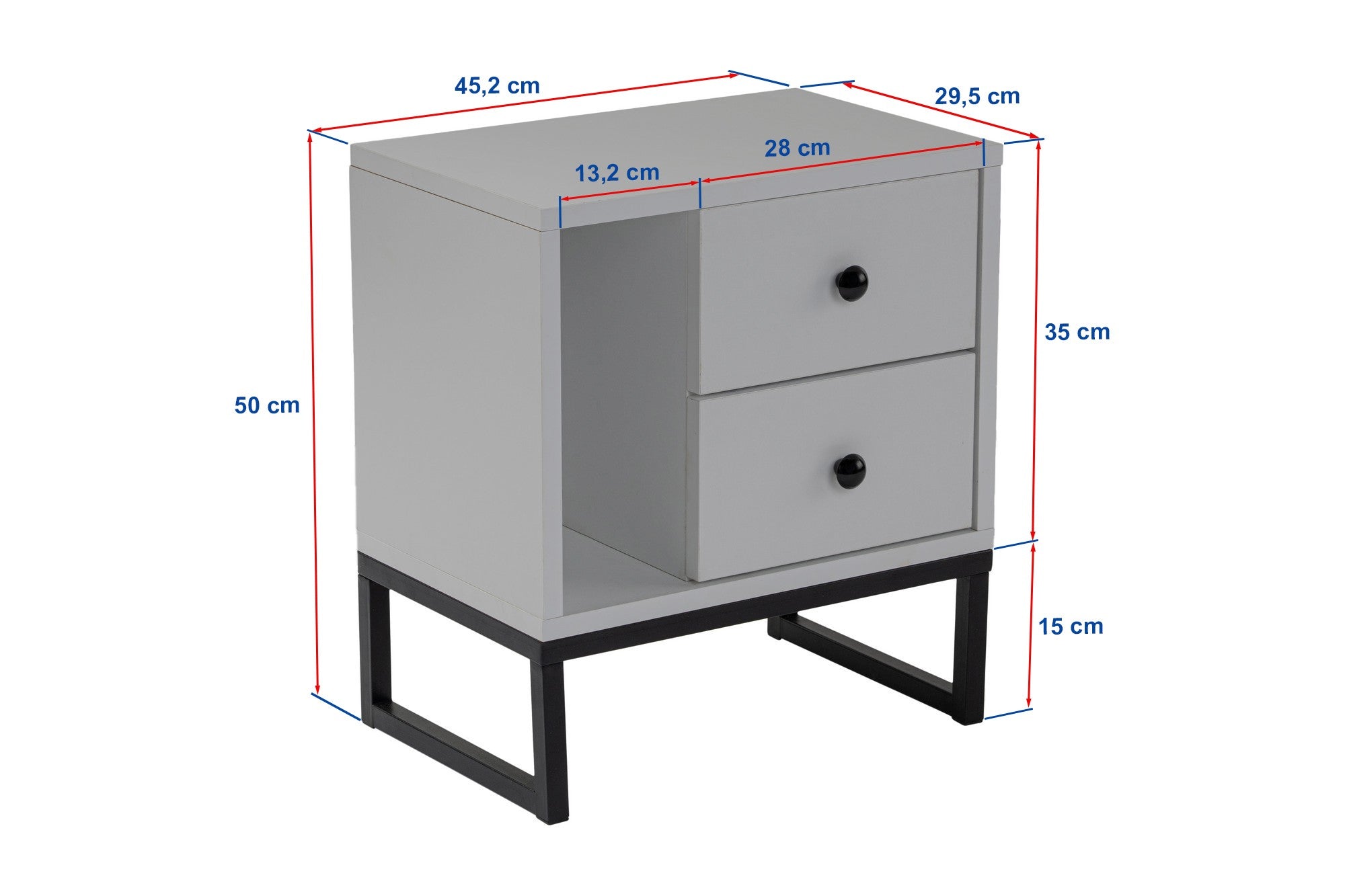 Mesa de cabeceira elegante com pernas de metal, acabamento em travertino e dourado, 45,2 x 50 x 29,5 cm | Painel de partículas 100% revestido em melamina, 18 mm de espessura | Design elegante em mármore