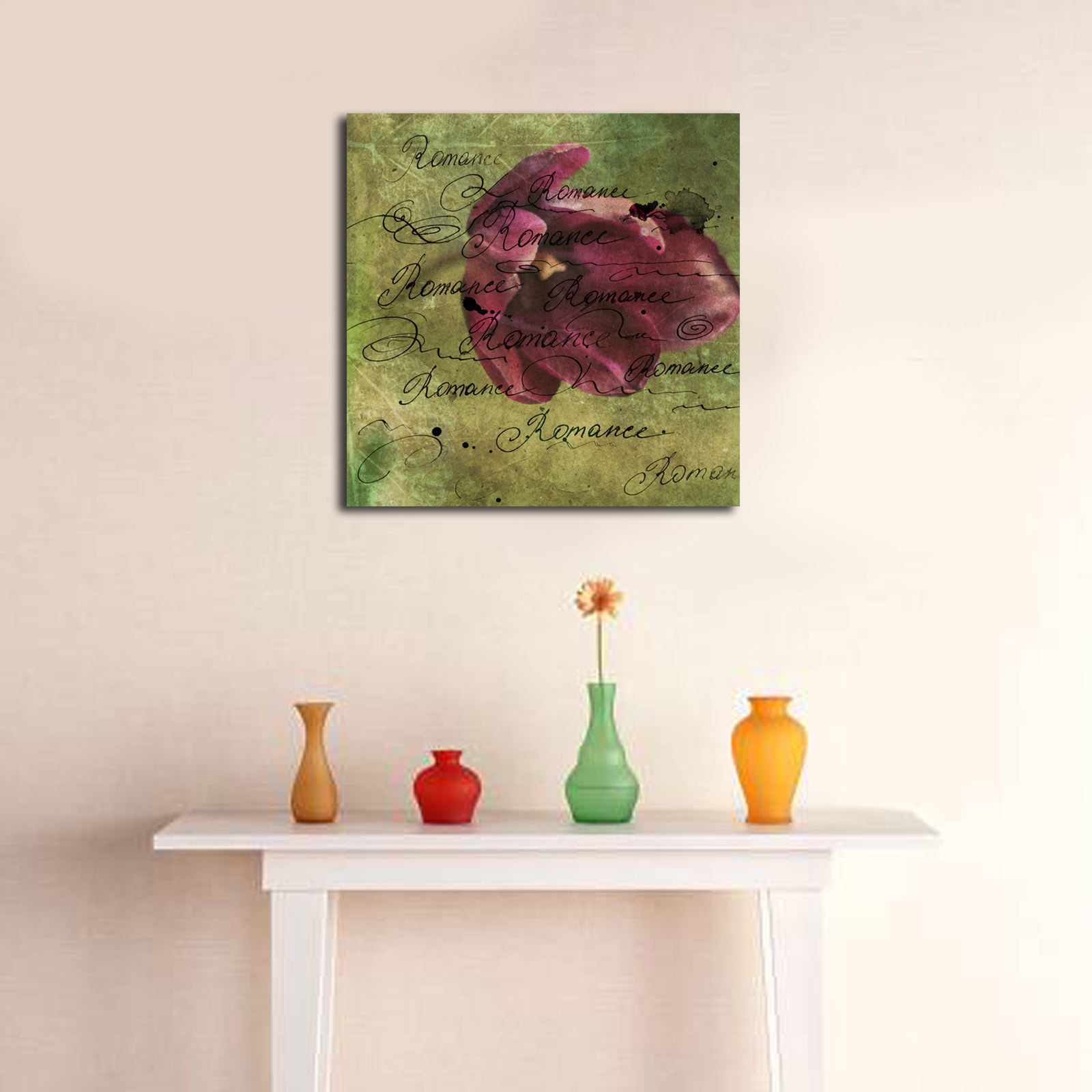 Tela Decorativa Multicolorida 45x45 cm | Camurça 100% | Moldura de Madeira 3 cm – 4545K-2