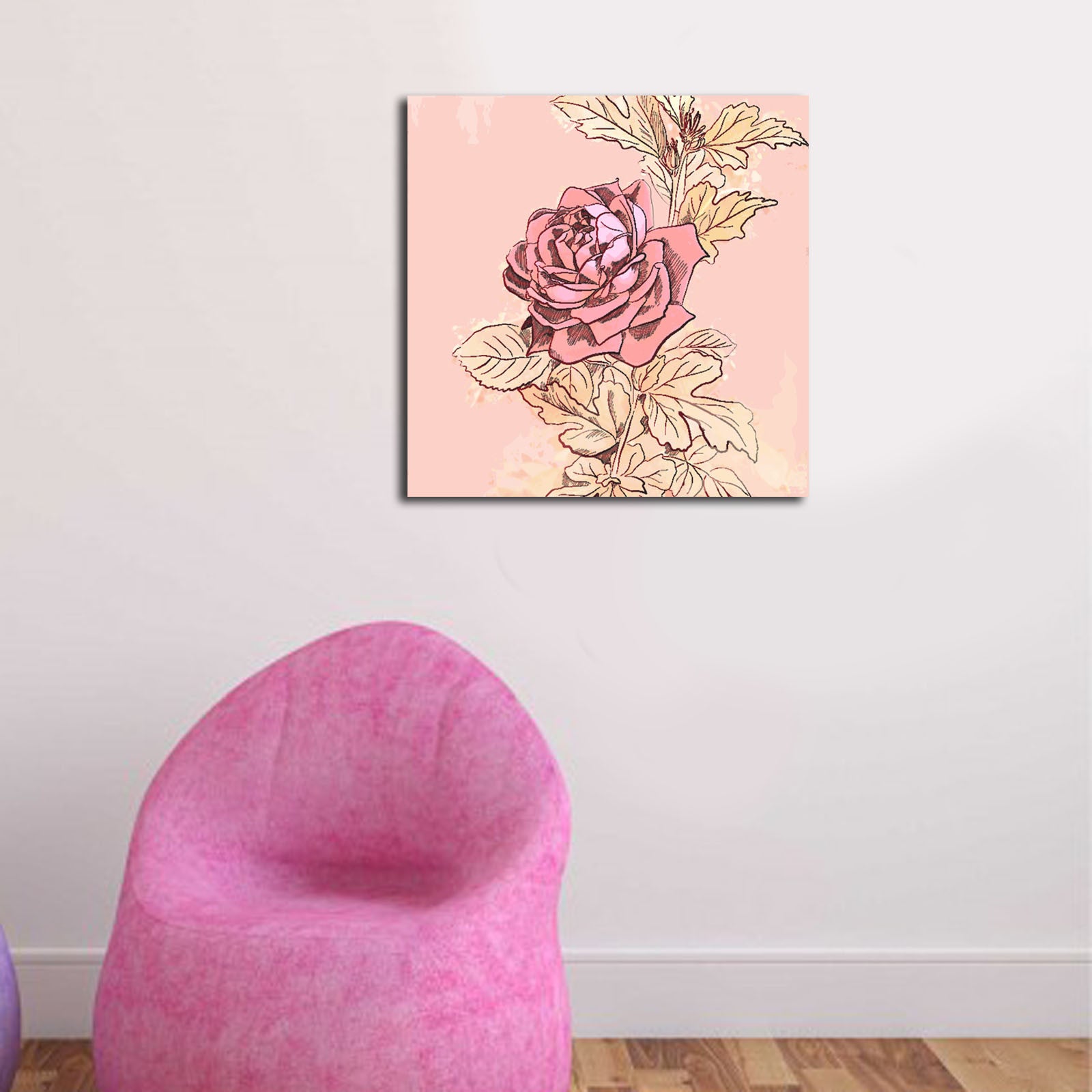 Tela Decorativa Multicolor 45 x 45 cm em Suede 100% com Moldura de Madeira 3 cm – 4545K-5 (242BNZ1205)