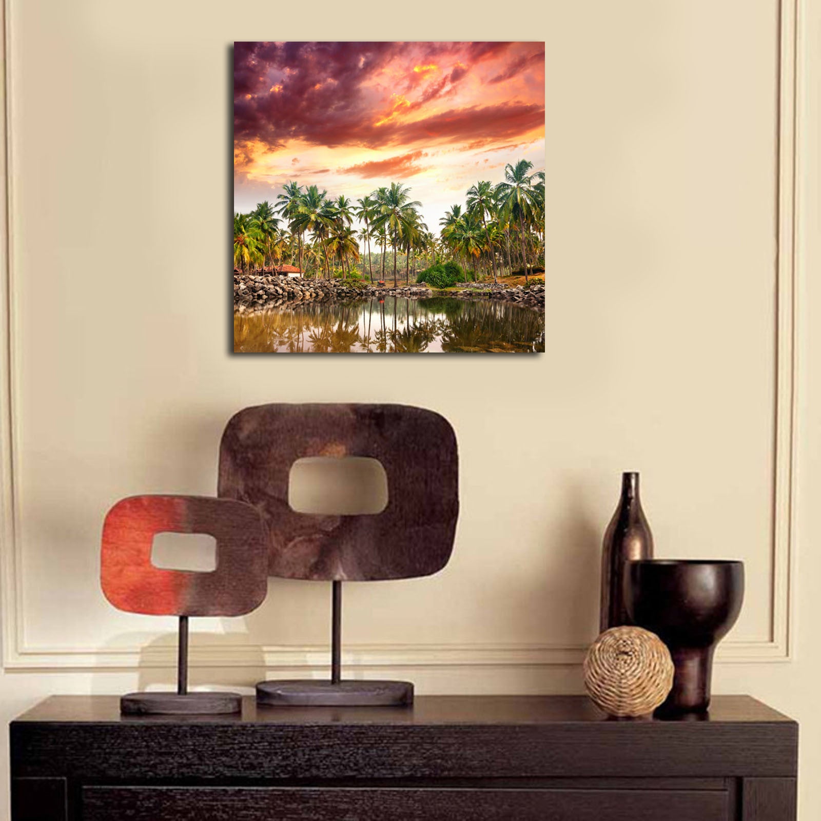 Tela Decorativa em Camurça 100% 45x45 cm, Multicolor, Moldura 100% Madeira (3 cm) – 4545K-8 | 242BNZ1208