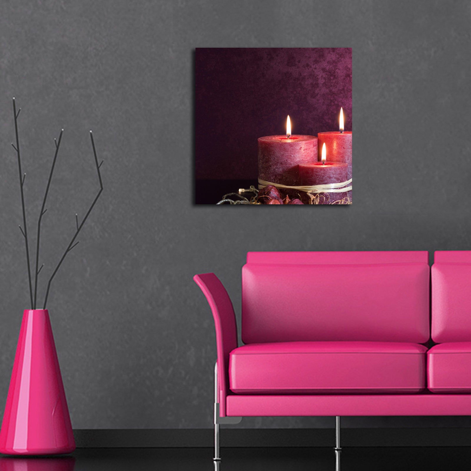 Tela Decorativa Multicolor 45x45 cm em Camurça 100% com Moldura de Madeira 3 cm – 4545K-10