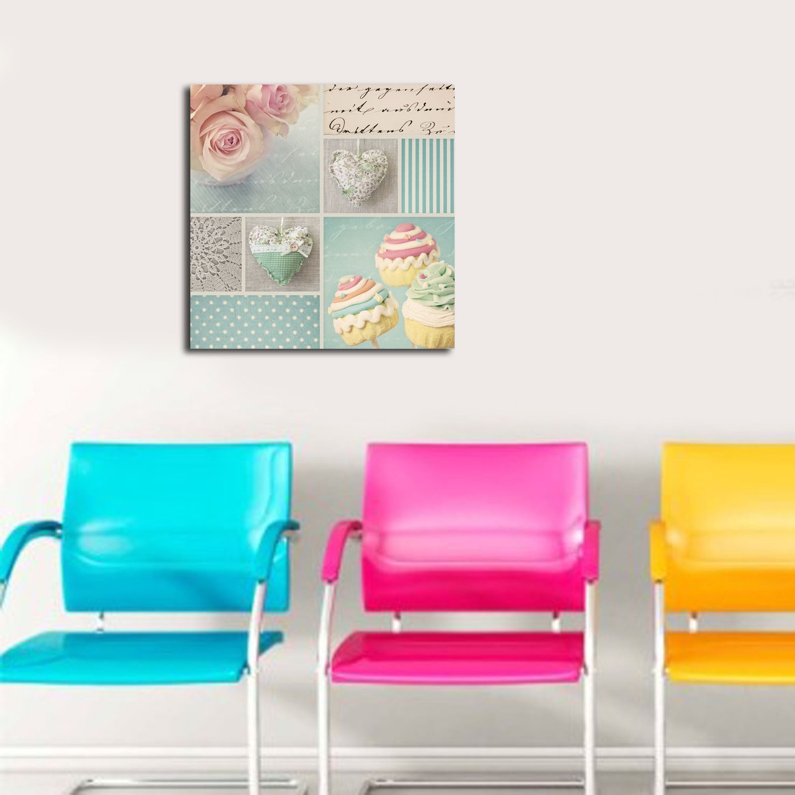 Tela Decorativa Multicolor 45x45 cm | Camurça 100% | Moldura de Madeira 3 cm (4545K-16)