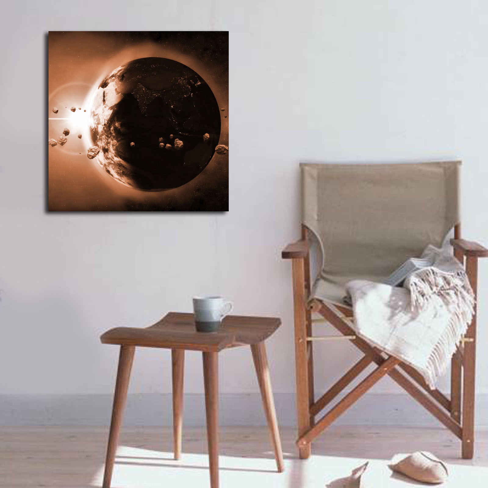 Quadro Decorativo em Tela Suede Multicolor 45x45 cm com Moldura de Madeira 3 cm | 4545K-17