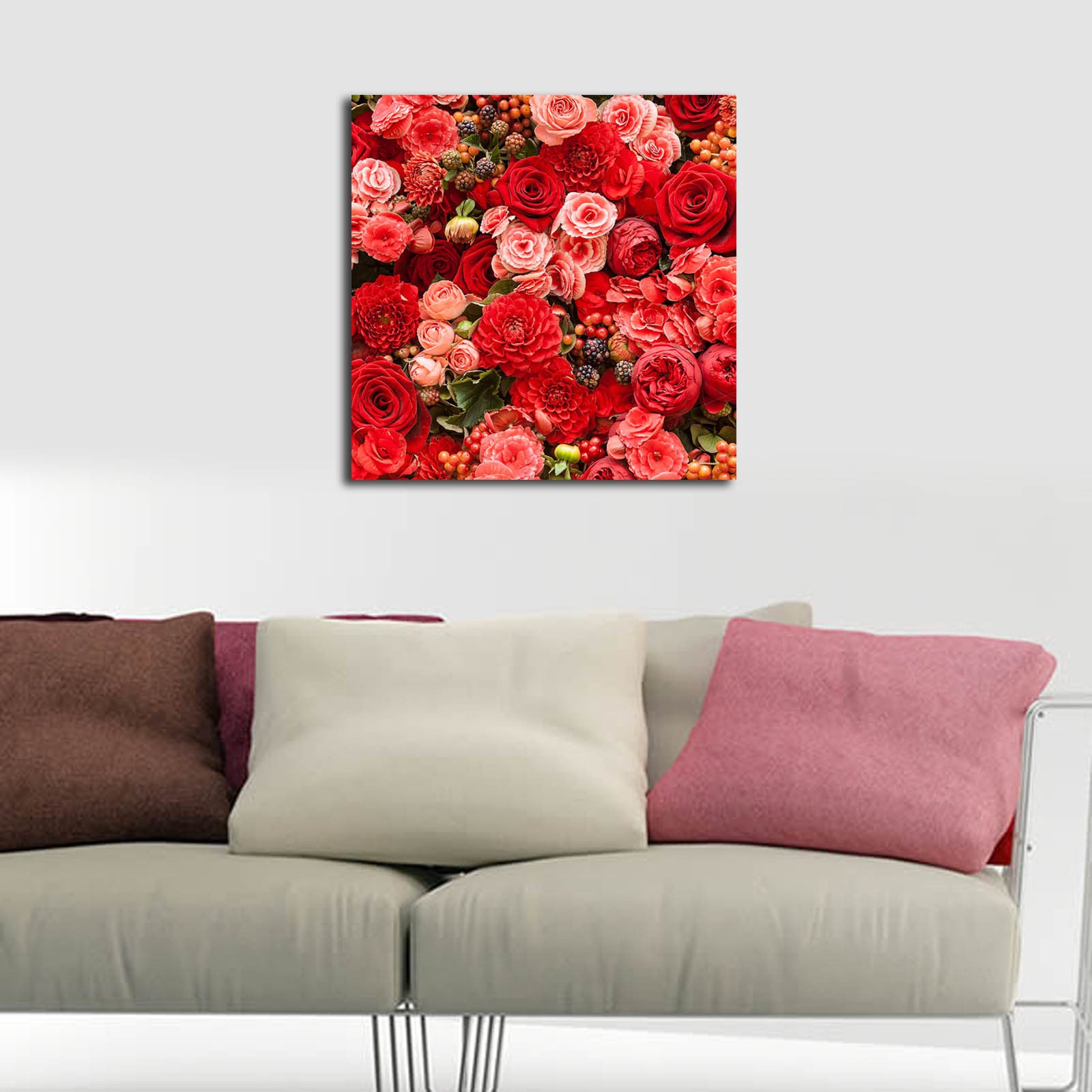 Tela Decorativa Multicolor 45x45 cm em Camurça (100%) com Moldura de Madeira 3 cm – Modelo 4545K-21 | 242BNZ1221