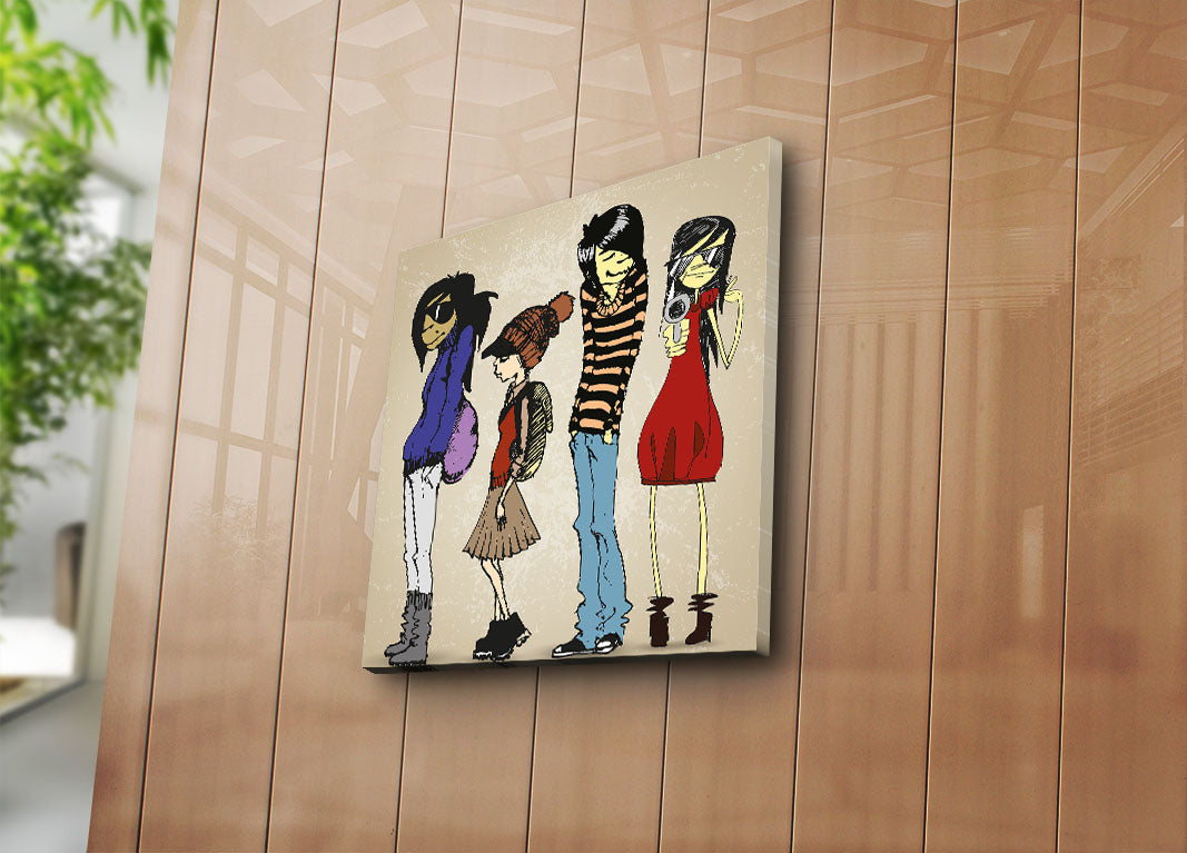 Tela Decorativa em Canvas Suede 100% Multicolor 45 x 45 cm com Moldura de Madeira (3 cm) – 4545K-24