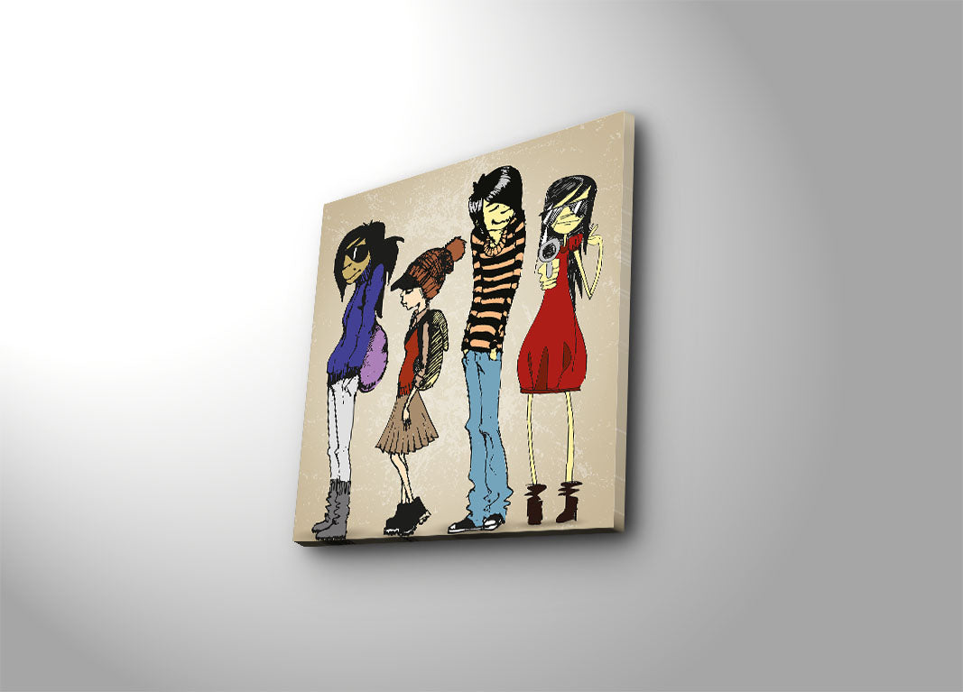 Tela Decorativa em Canvas Suede 100% Multicolor 45 x 45 cm com Moldura de Madeira (3 cm) – 4545K-24