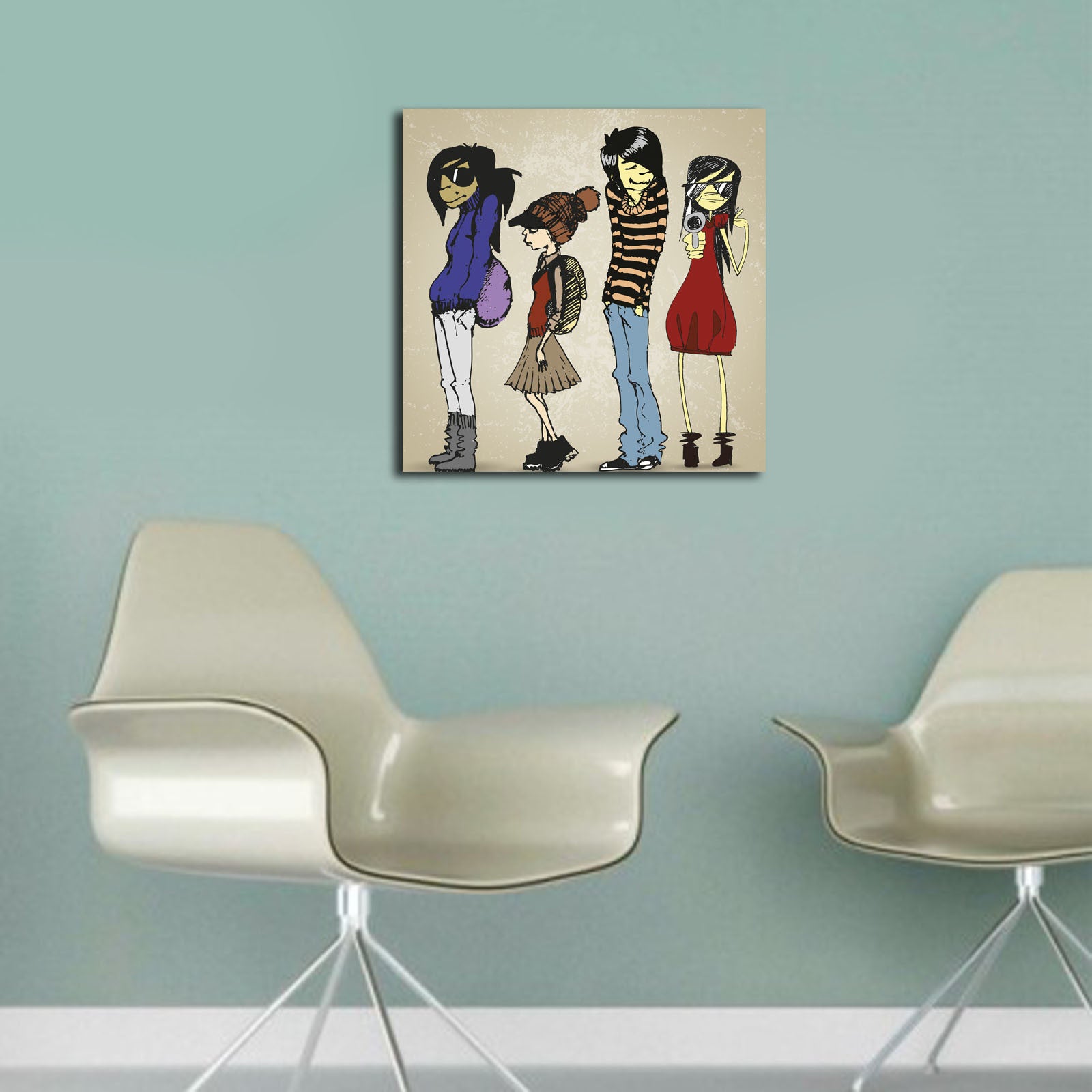 Tela Decorativa em Canvas Suede 100% Multicolor 45 x 45 cm com Moldura de Madeira (3 cm) – 4545K-24