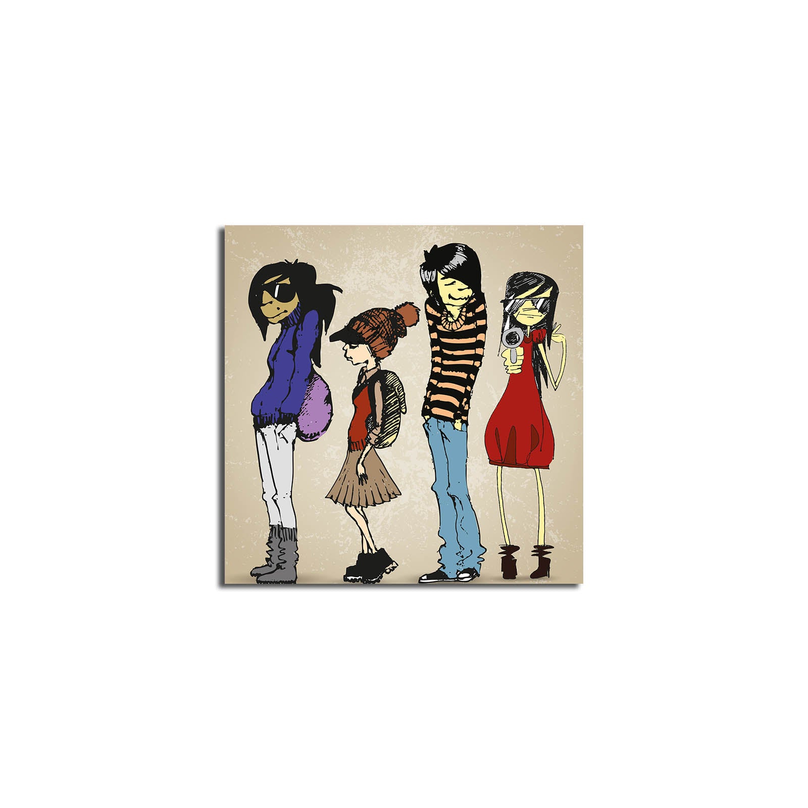 Tela Decorativa em Canvas Suede 100% Multicolor 45 x 45 cm com Moldura de Madeira (3 cm) – 4545K-24