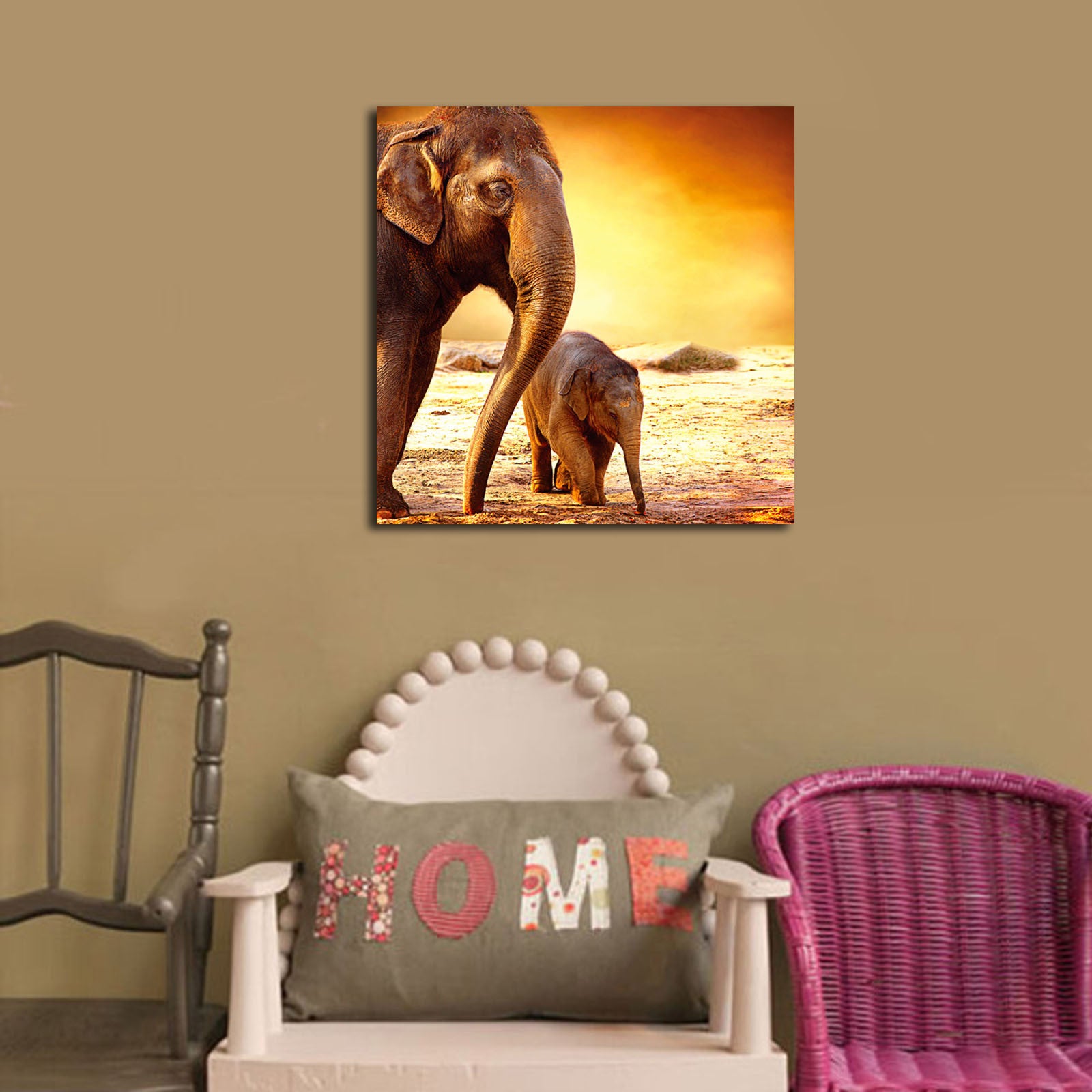 Tela Decorativa Multicolor 45x45 cm em Camurça 100% com Moldura de Madeira (3 cm) – 4545K-28