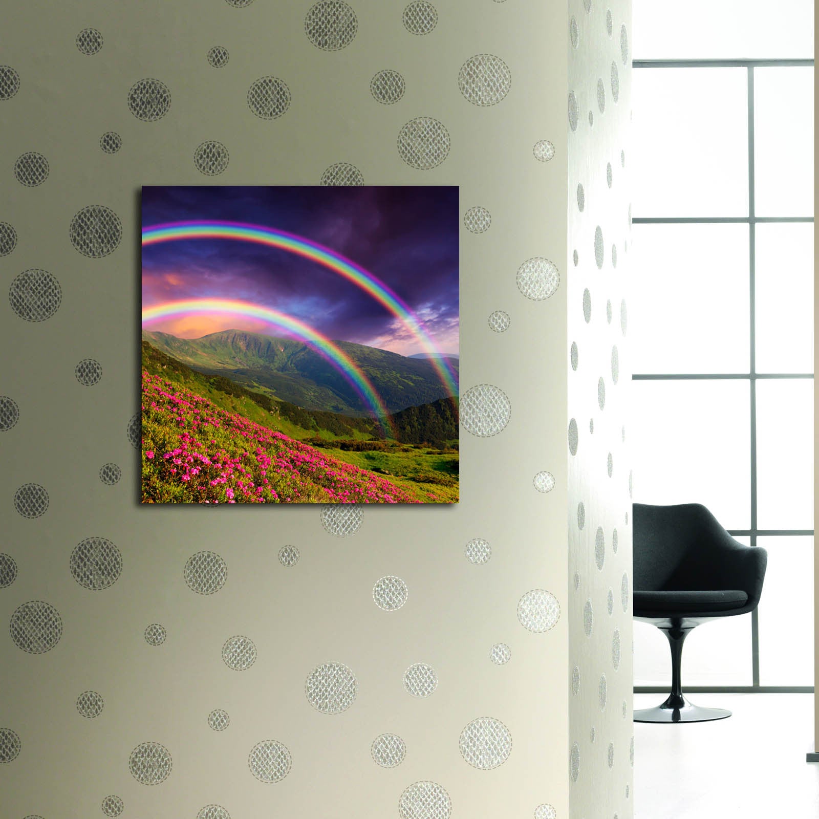 Quadro Decorativo em Tela Suede Multicolor 45 x 45 cm com Moldura de Madeira (3 cm) - 4545K-33