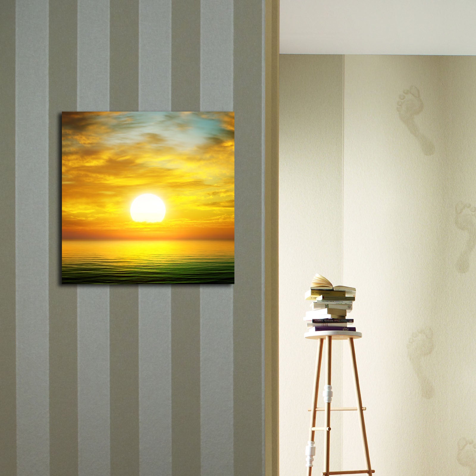 Quadro Decorativo em Tela Suede 100% Multicolor 45x45 cm com Moldura de Madeira 3 cm | 4545K-34