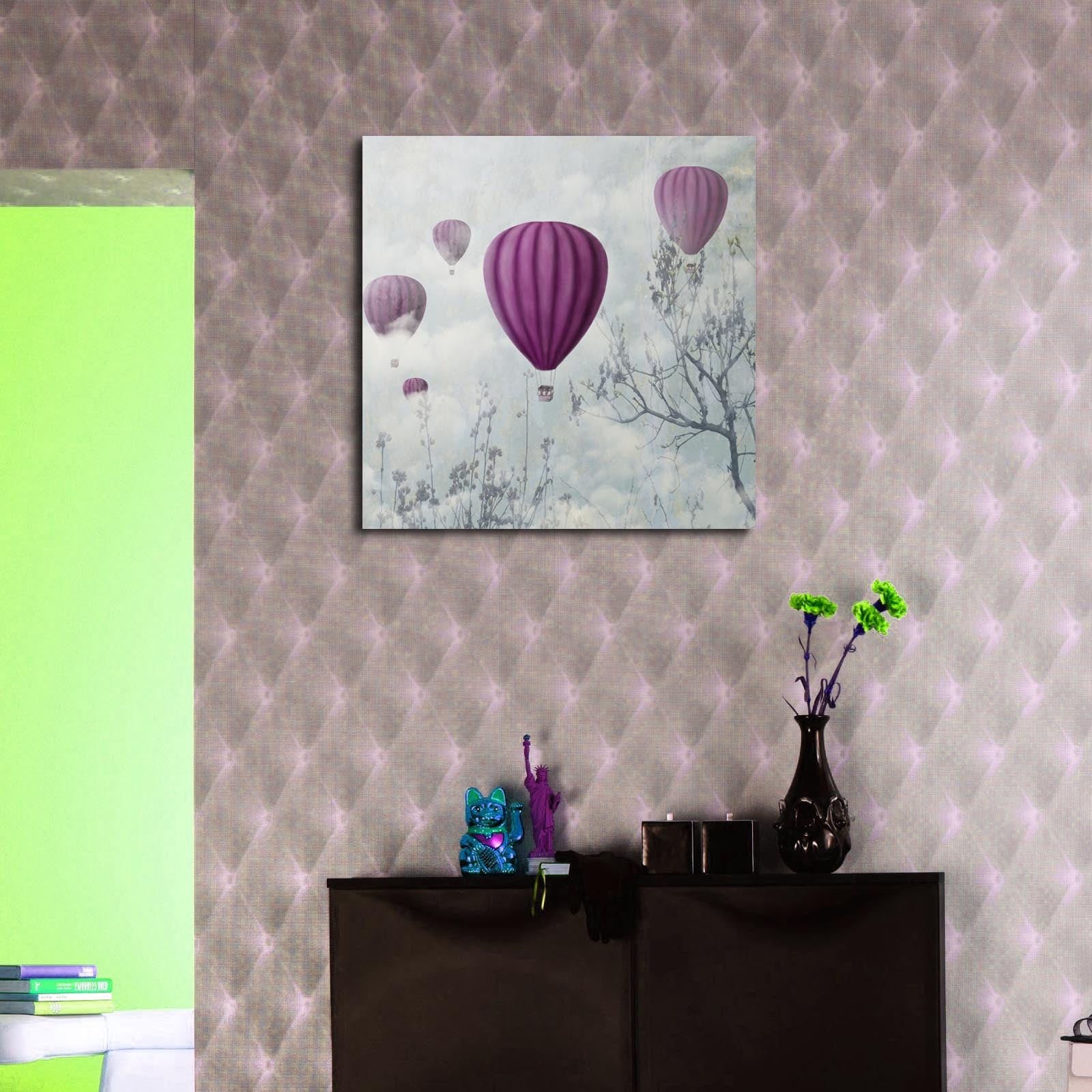 Tela Decorativa em Suede 45x45 cm com Moldura de Madeira (3 cm) – Multicolor | 4545K-37