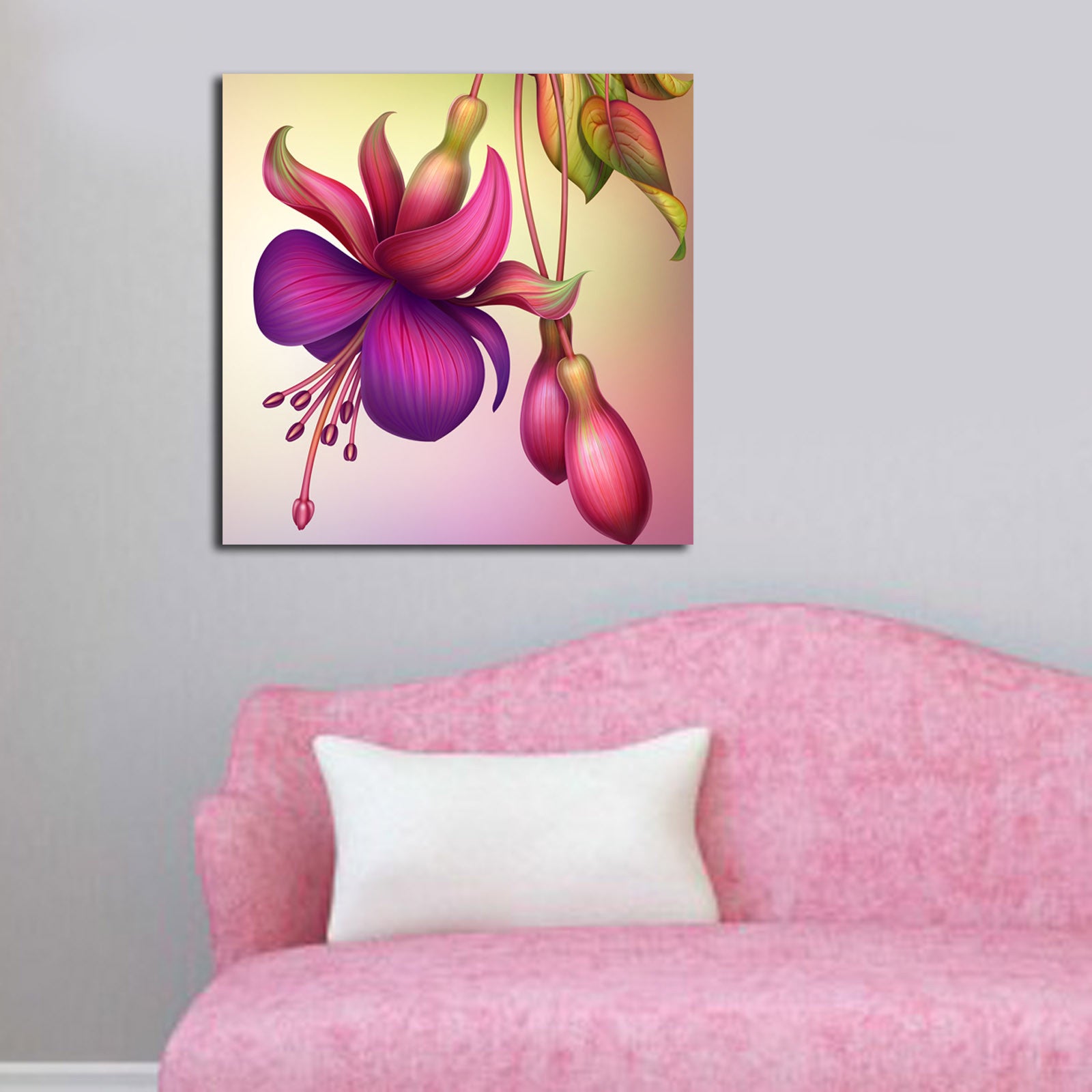 Tela Decorativa Multicolor 45x45 cm em Camurça 100% com Moldura de Madeira 3 cm | 4545K-40