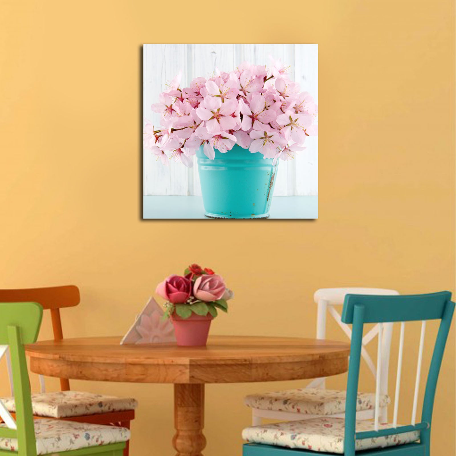 Quadro Decorativo em Tela Suede 100% 45x45 cm Multicolor com Moldura de Madeira 3 cm – 4545K-45