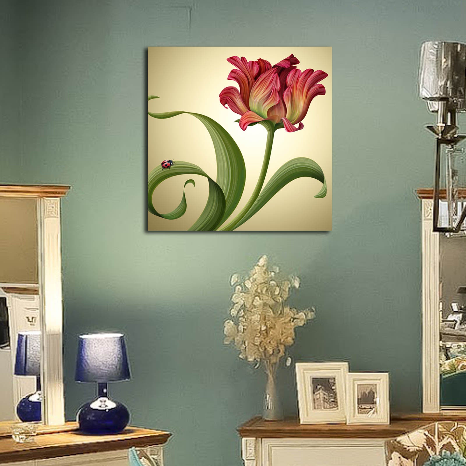 Tela Decorativa Multicolor 45x45 cm | Suede 100% com Moldura de Madeira 3 cm – Modelo 4545K-48