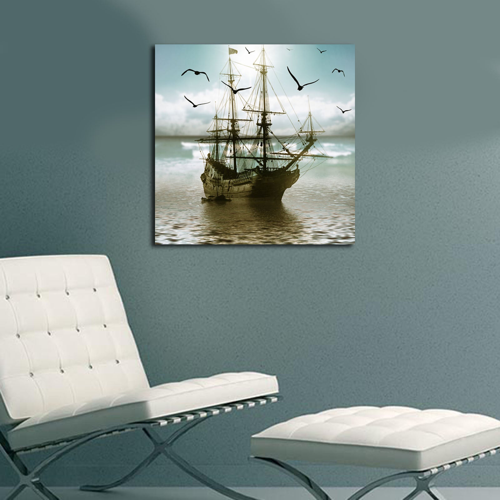 Tela Decorativa Multicolor 45x45 cm em Camurça 100% com Moldura de Madeira 3 cm – 4545K-50 (242BNZ1250)