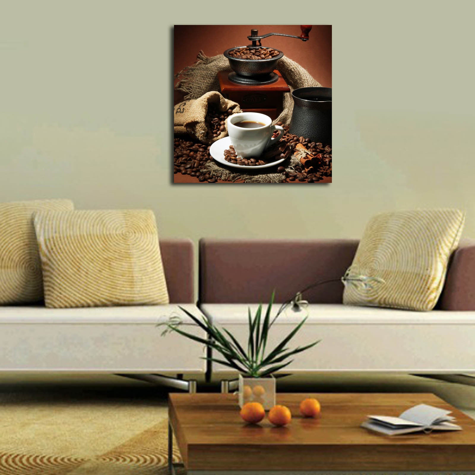 Tela Decorativa Multicolor 45x45 cm — Suede 100% com Moldura de Madeira 3 cm (4545K-52)