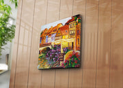 Tela Decorativa Multicolorida 45x45 cm em Suede com Moldura de Madeira (3 cm)