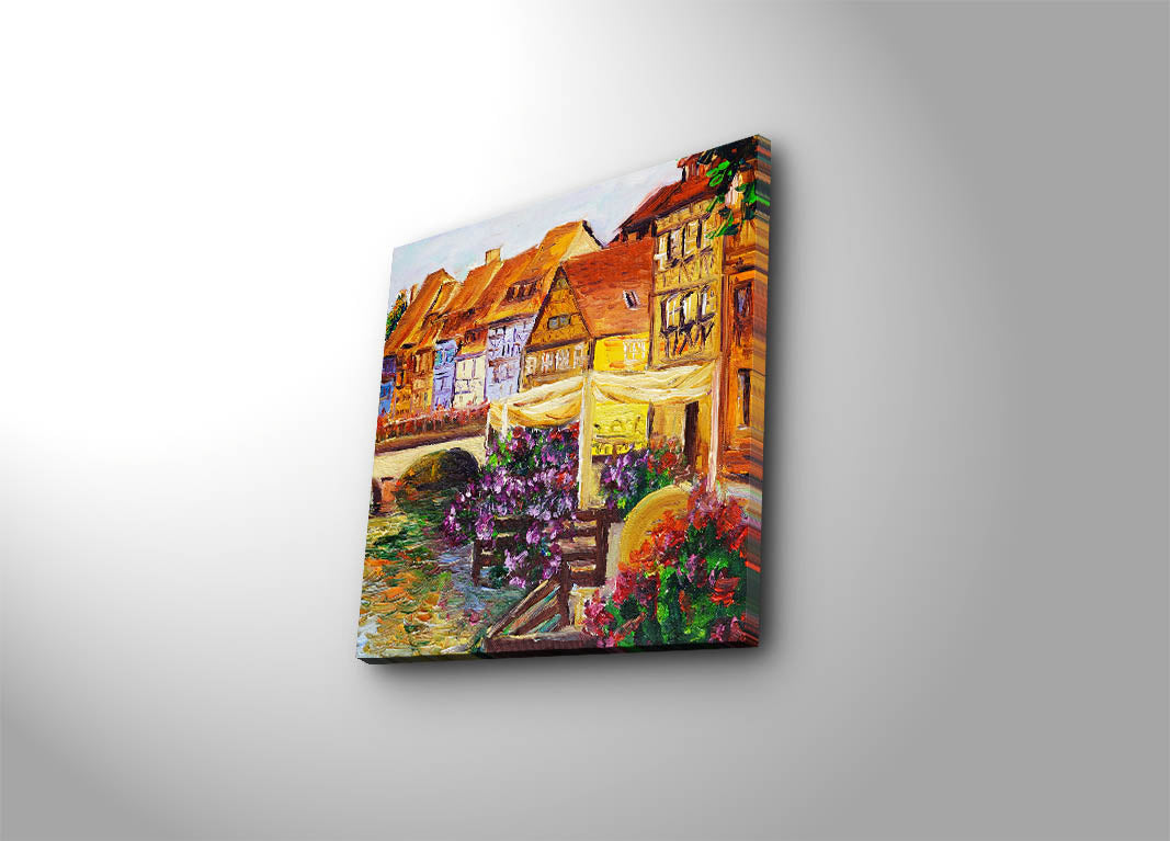 Tela Decorativa Multicolorida 45x45 cm em Suede com Moldura de Madeira (3 cm)