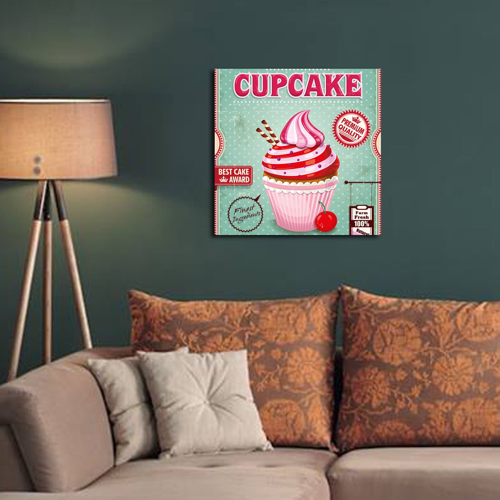 Tela Decorativa Multicolorida 45x45 cm – 100% Camurça com Moldura de Madeira (3 cm)