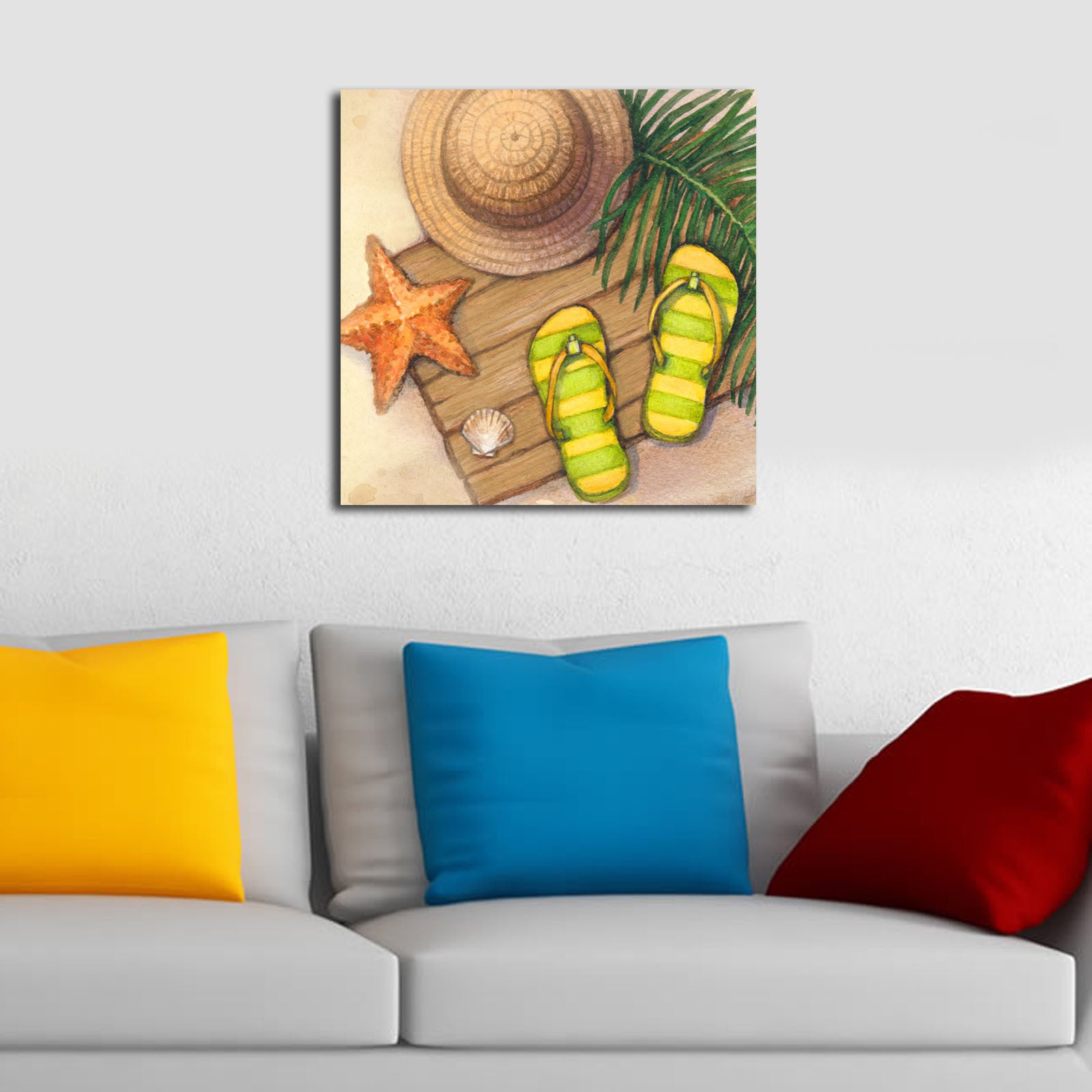 Tela Decorativa Multicolor em Camurça 100% 45x45 cm com Moldura de Madeira 3 cm – 4545K-58