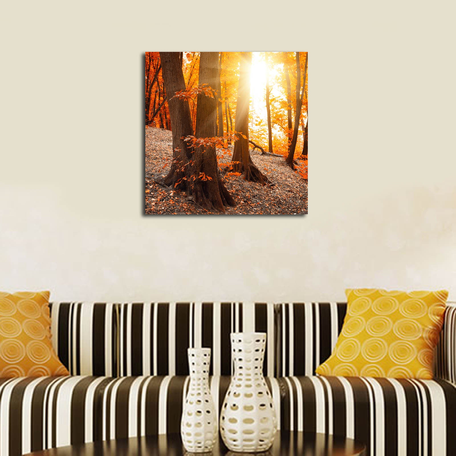 Tela Decorativa Multicor 45 x 45 cm em Camurça 100% com Moldura de Madeira 3 cm – 4545K-61