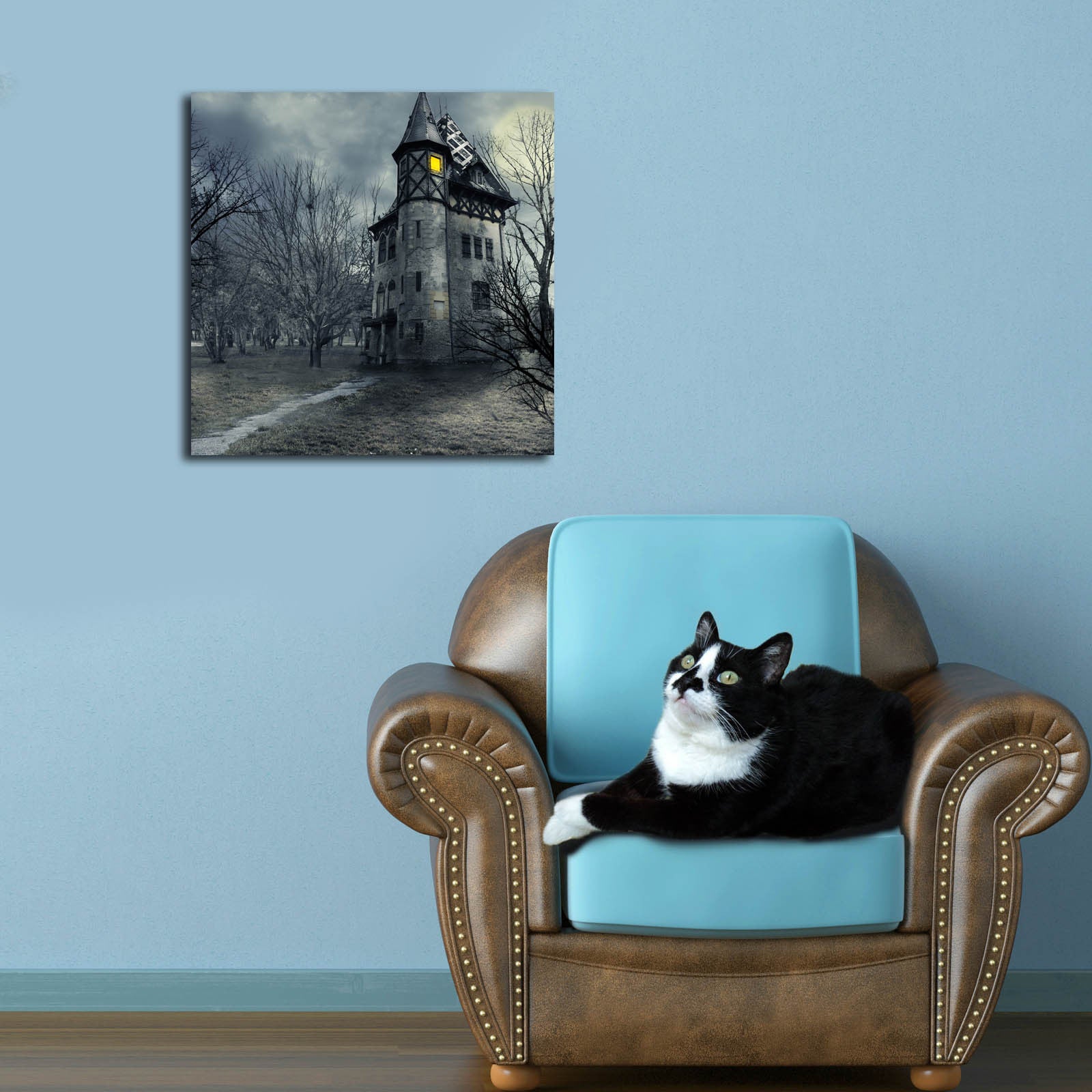 Tela Decorativa Multicolor 45x45 cm | Canvas 100% Suede | Moldura de Madeira 3 cm – 4545K-62