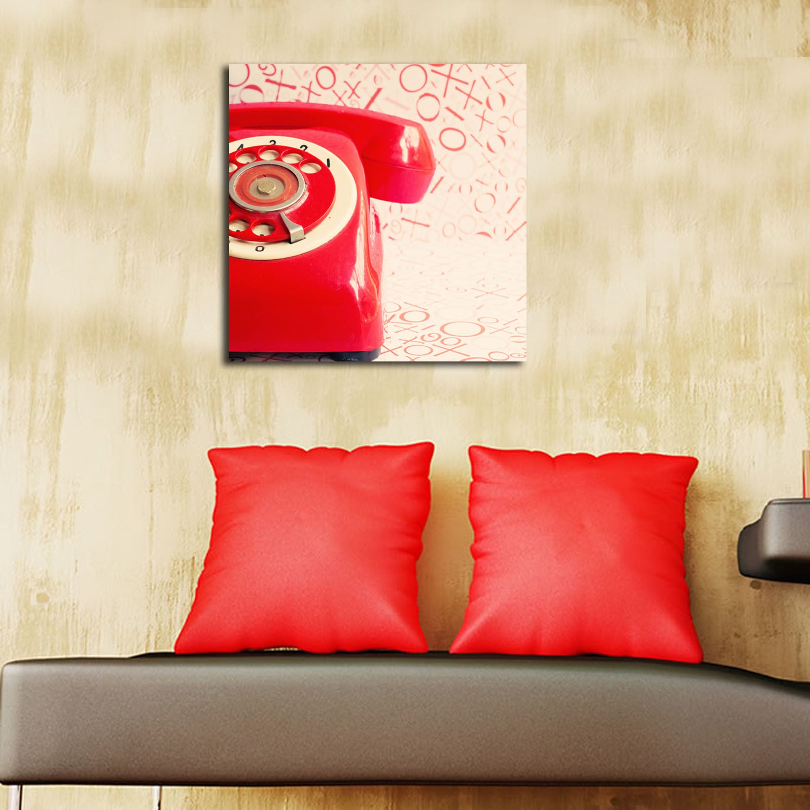 Tela Decorativa Multicolor 45x45 cm com Moldura de Madeira (3 cm) – Suede 100% – 4545K-63