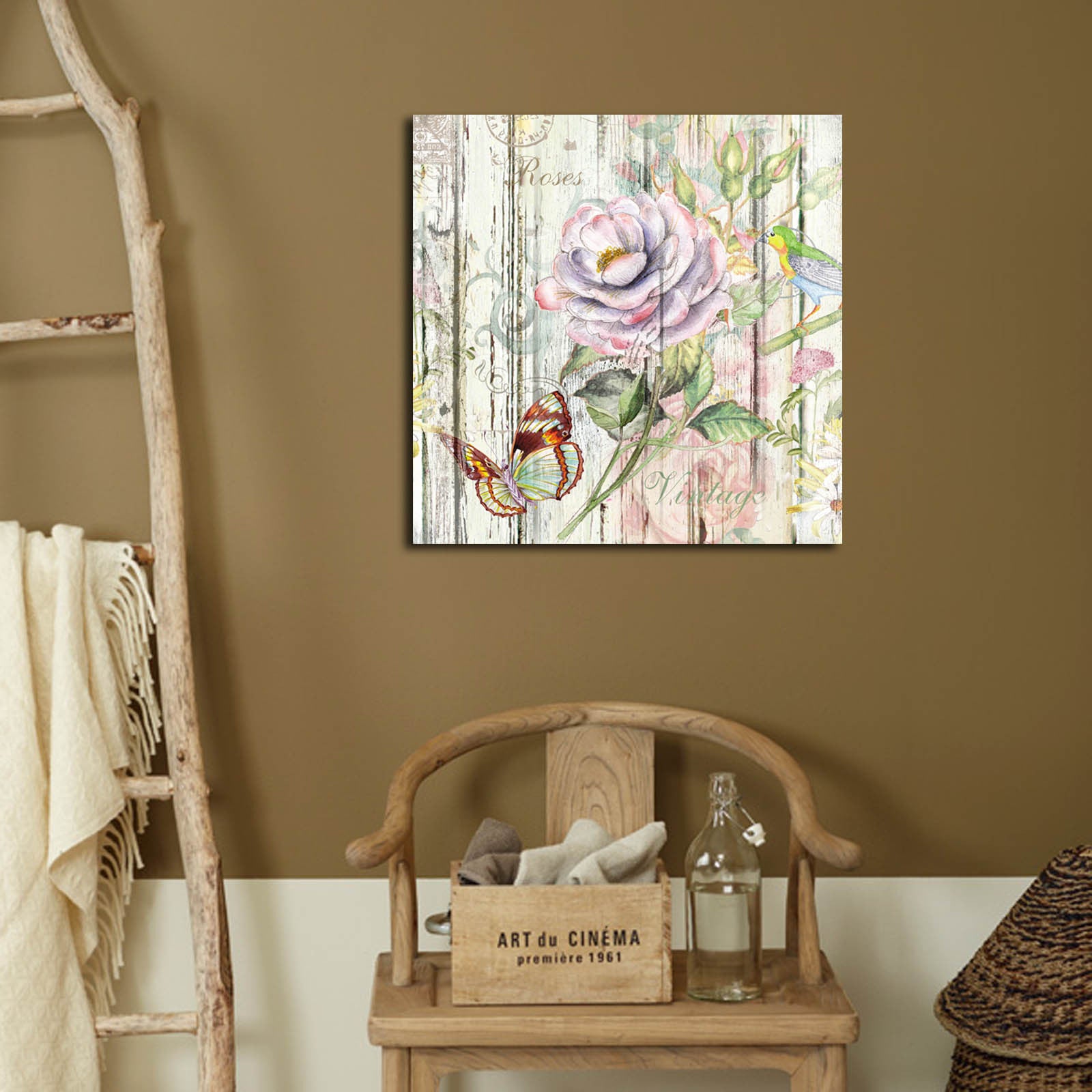 Tela Decorativa Multicolor 45x45 cm em Suede 100% com Moldura 100% Madeira (3 cm) – 4545K-65