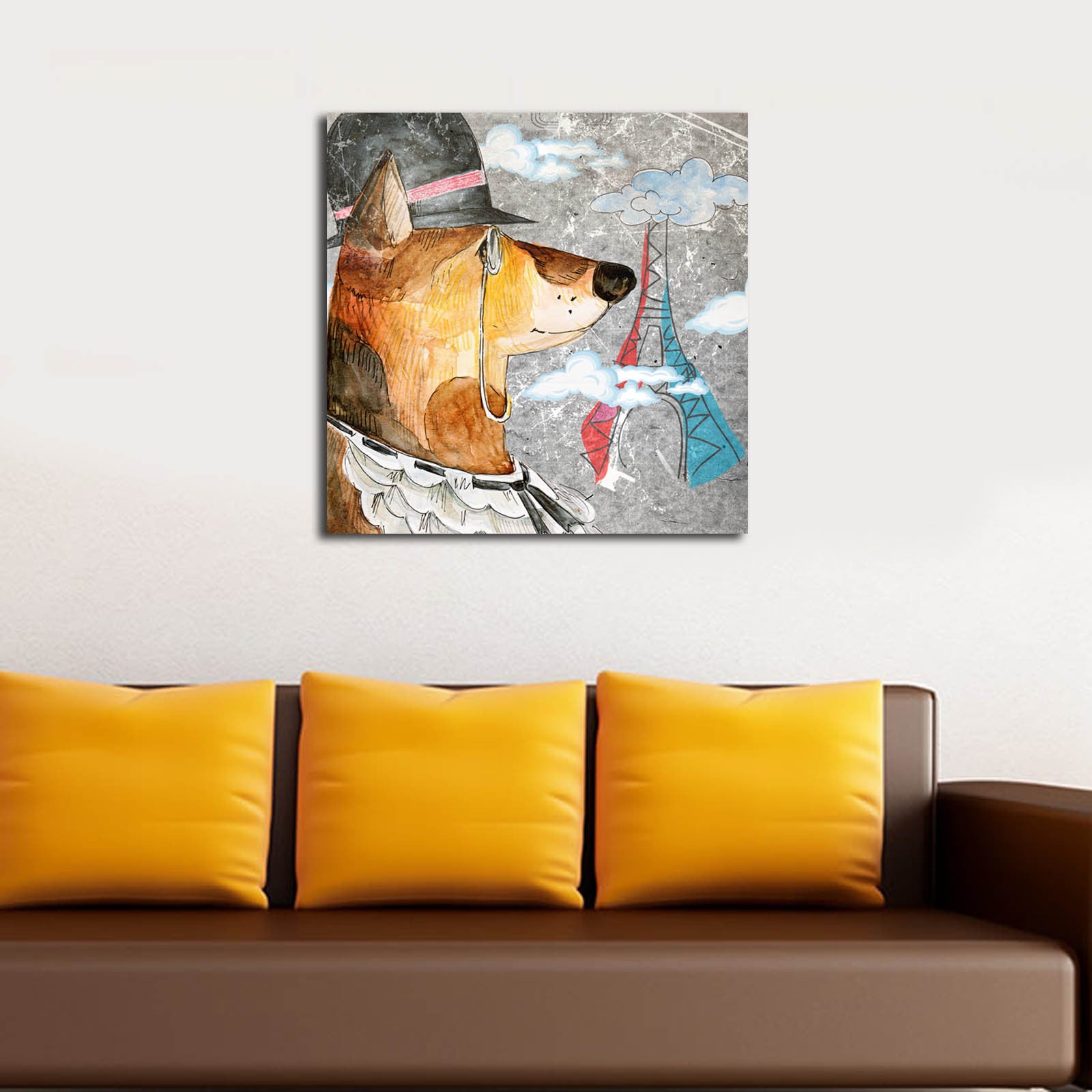 Tela Decorativa Multicolor 45x45 cm em Camurça 100% com Moldura de Madeira 3 cm – 4545K-66 (242BNZ1266)