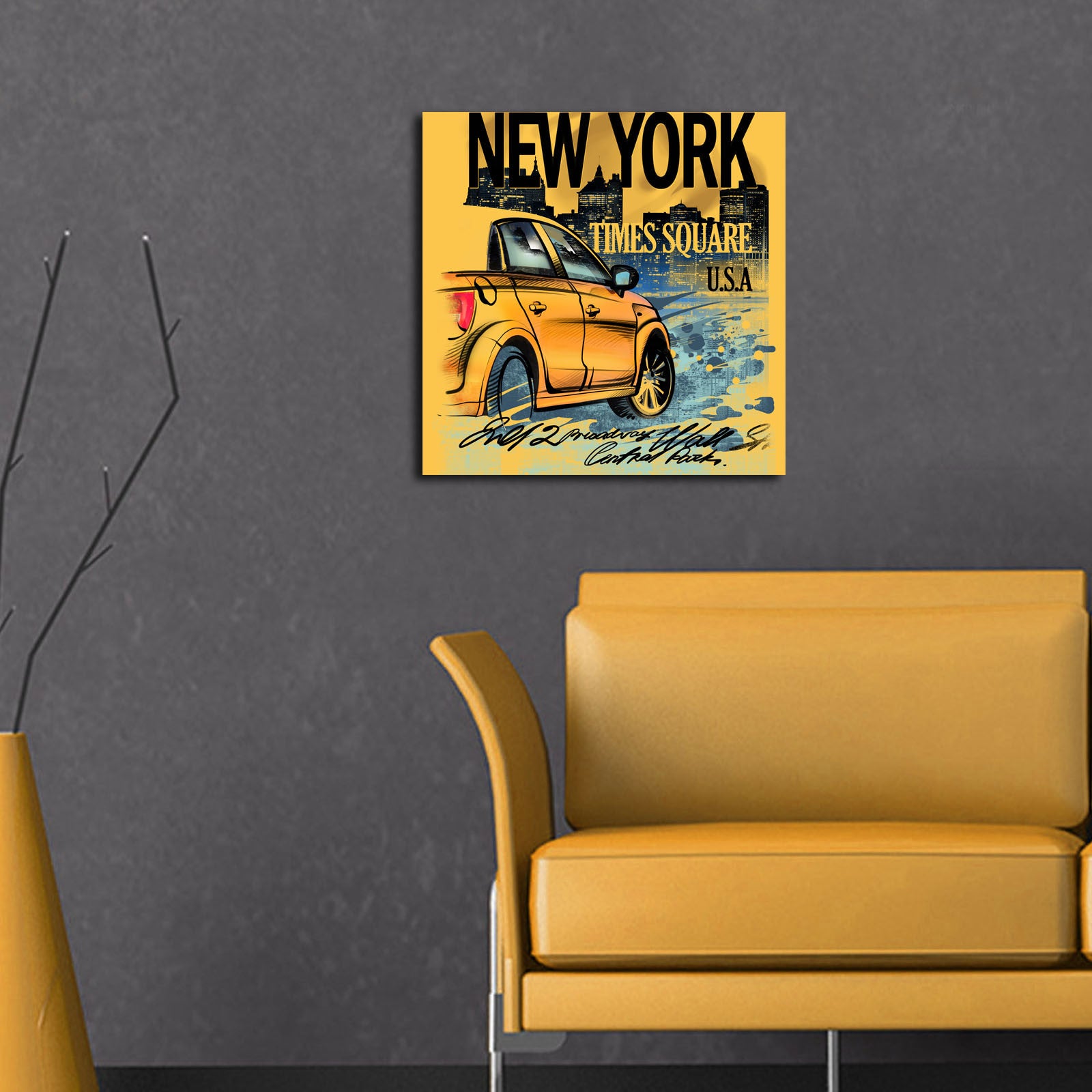 Tela Decorativa em Camurça 100% Multicolor 45x45 cm com Moldura de Madeira 3 cm – 4545K-67