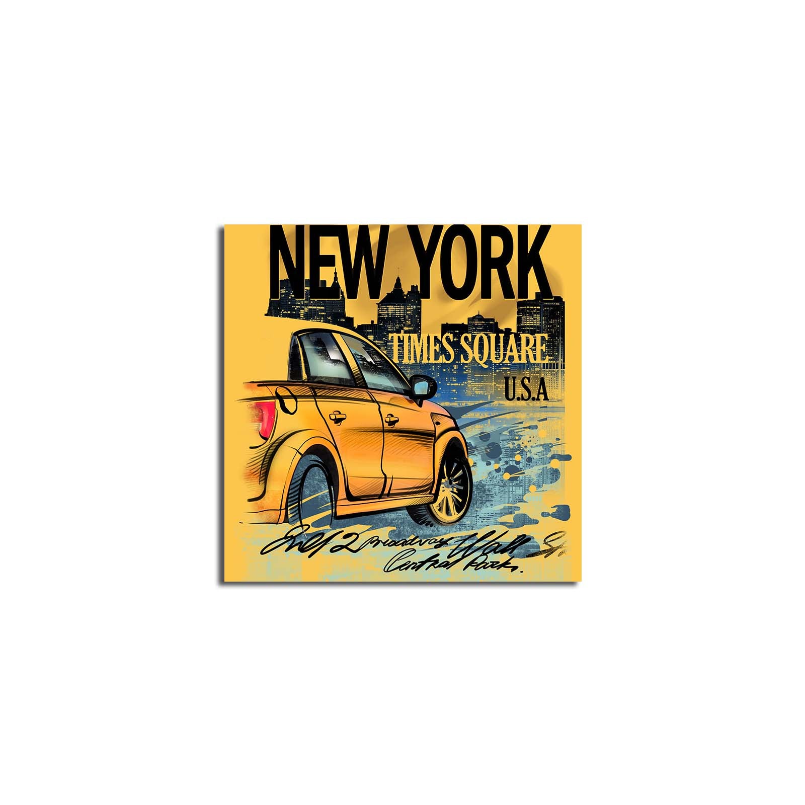 Tela Decorativa em Camurça 100% Multicolor 45x45 cm com Moldura de Madeira 3 cm – 4545K-67