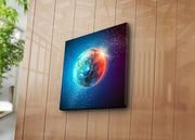 Tela Decorativa Multicolor 45x45 cm | Camurça 100% | Moldura de Madeira 3 cm