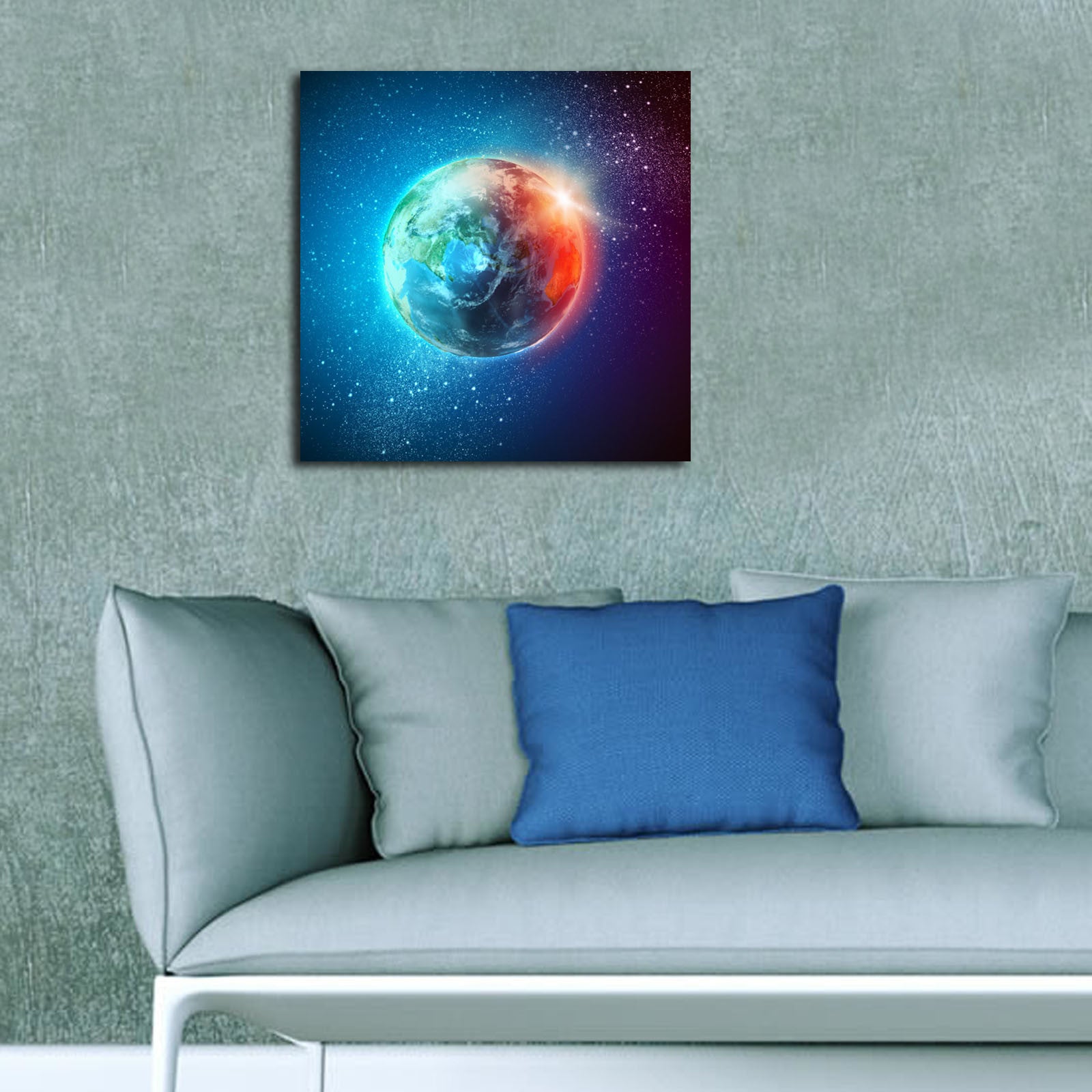 Tela Decorativa Multicolor 45x45 cm | Camurça 100% | Moldura de Madeira 3 cm