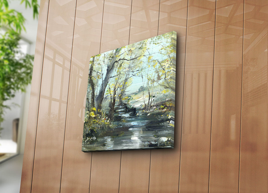 Tela Decorativa Multicolor 45 x 45 cm em Camurça 100% com Moldura de Madeira 3 cm – 4545K-72