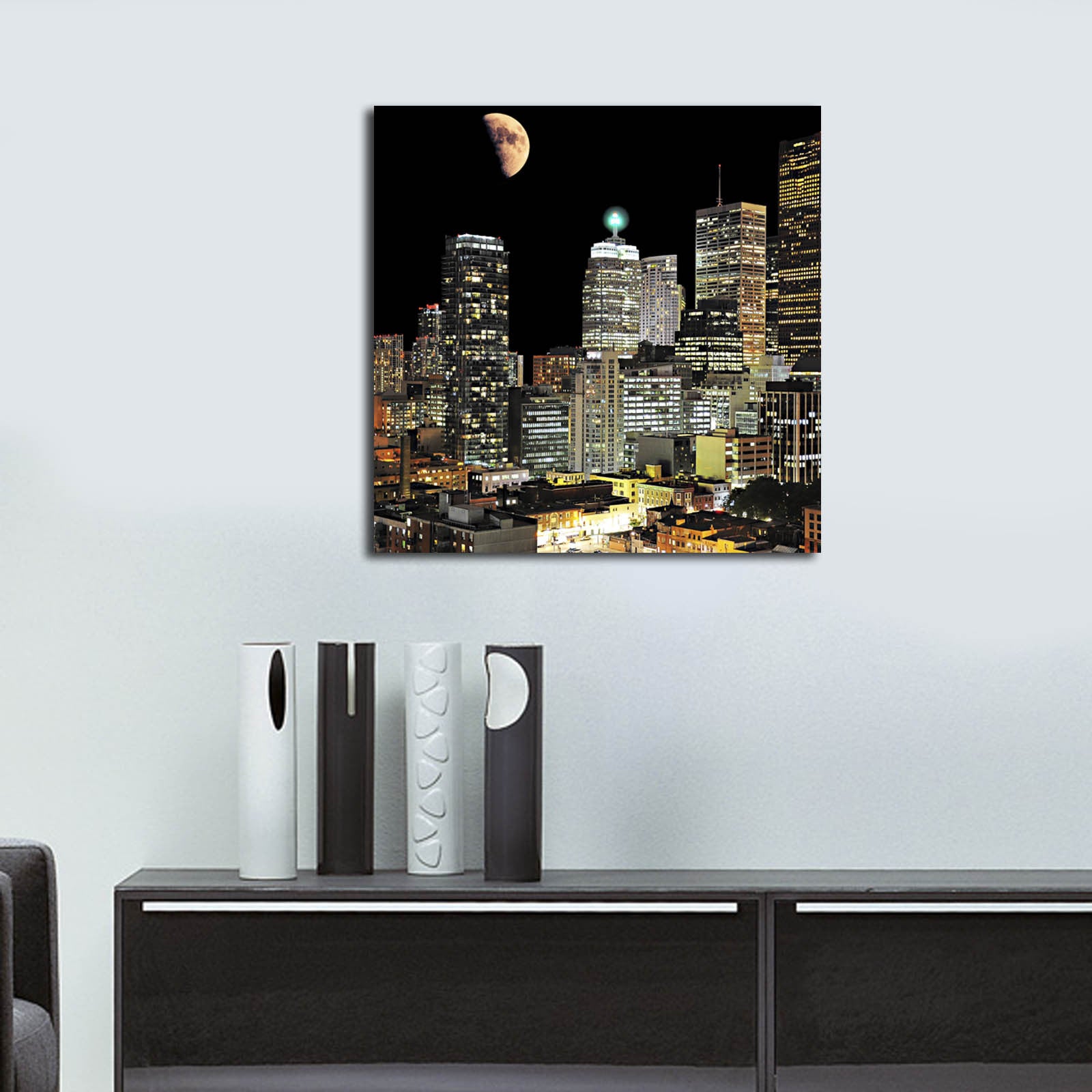 Quadro em Tela Decorativa Multicolor 45x45 cm, Tela Suede 100% e Moldura de Madeira 3 cm – 4545K-74