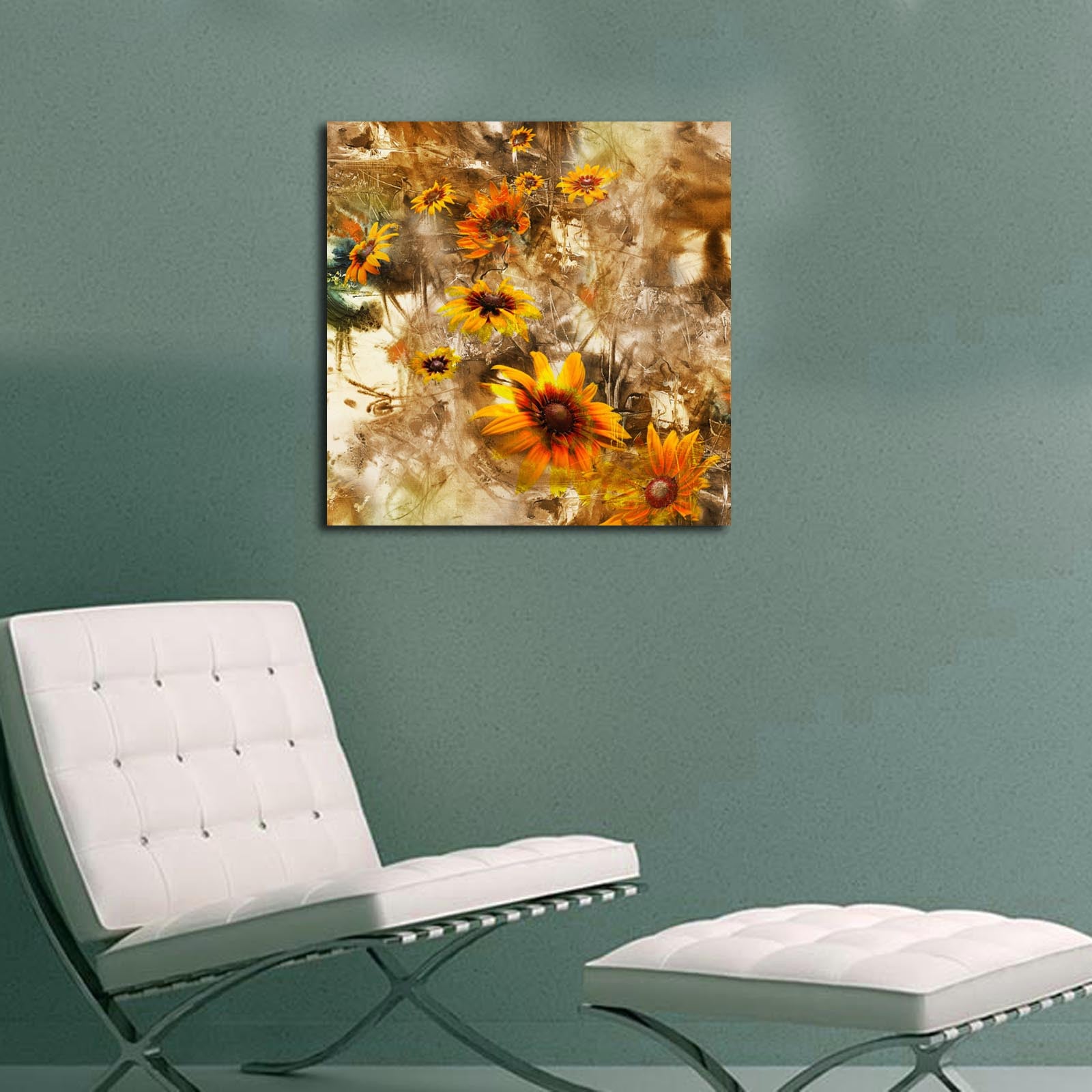 Quadro em Tela Decorativa Multicolor 45x45 cm | Camurça 100% | Moldura 100% Madeira 3 cm – 4545K-76