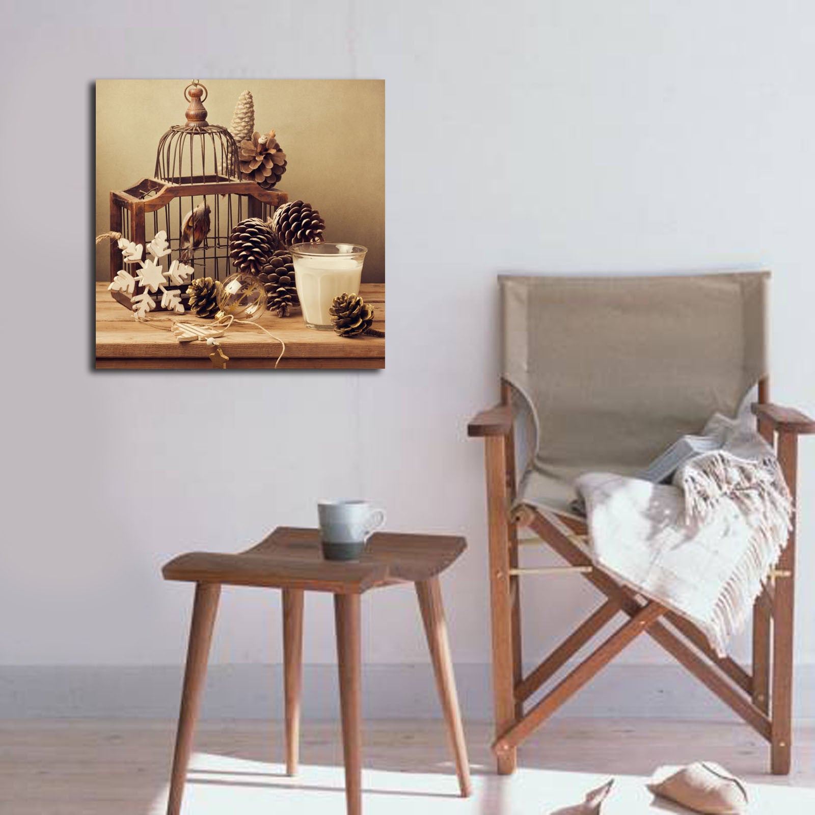 Tela Decorativa Multicolor 45 x 45 cm | Camurça 100% | Moldura de Madeira 3 cm – 4545K-78 (242BNZ1278)