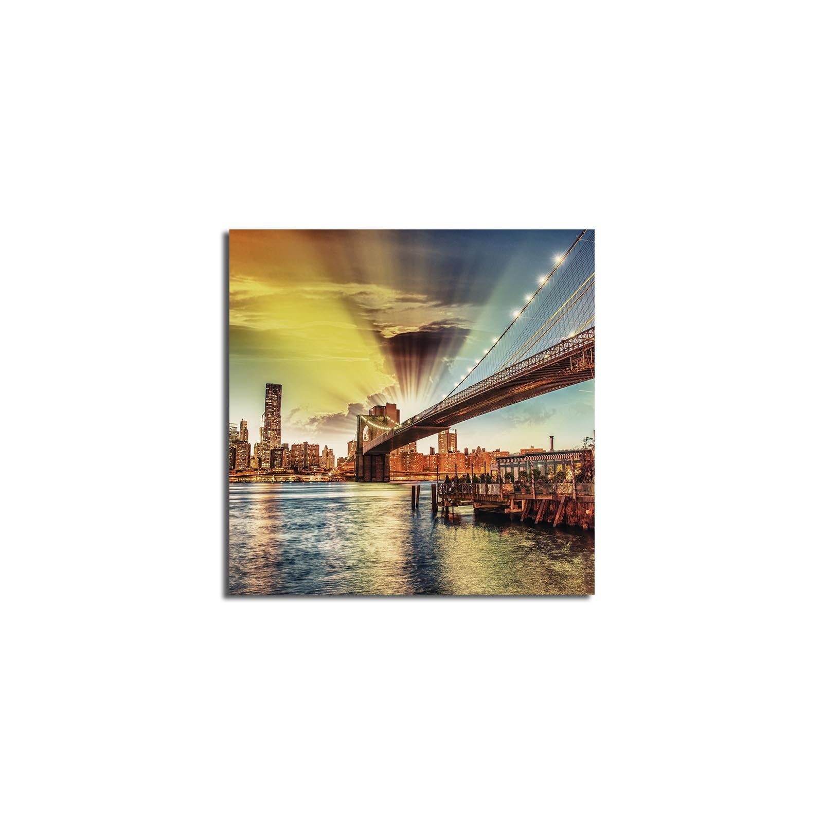 Tela Decorativa Multicolor 45 x 45 cm – Camurça 100% com Moldura de Madeira 3 cm (4545K-79)