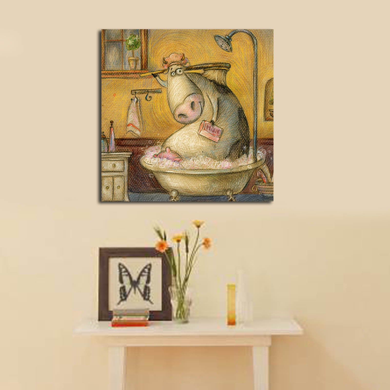 Quadro Decorativo em Tela Multicolor 45x45 cm, Canvas Tipo Camurça, Moldura de Madeira 3 cm – 4545K-80