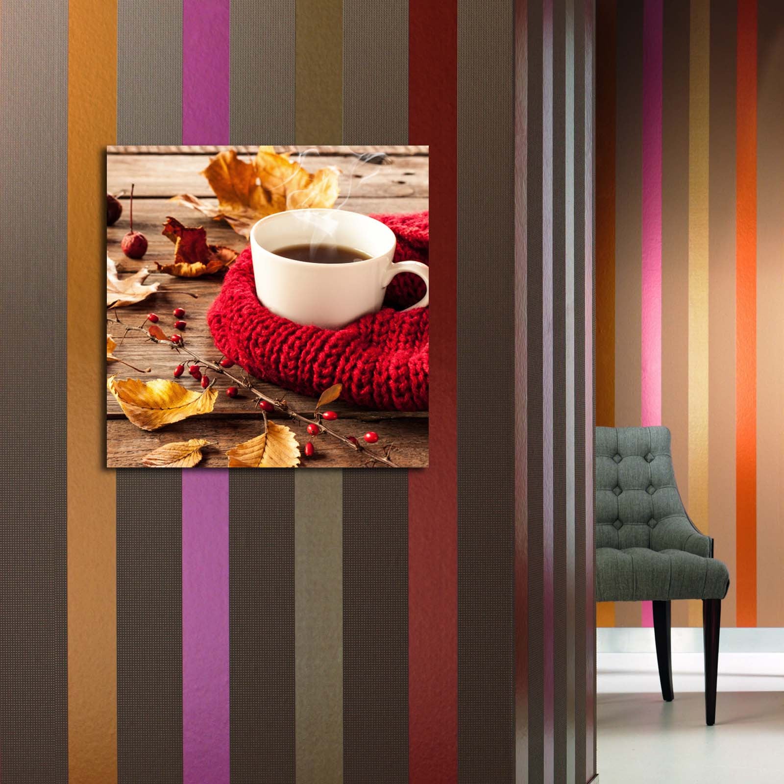 Tela Decorativa Multicolorida 45x45 cm em Camurça 100% com Moldura de Madeira 3 cm – 4545K-81