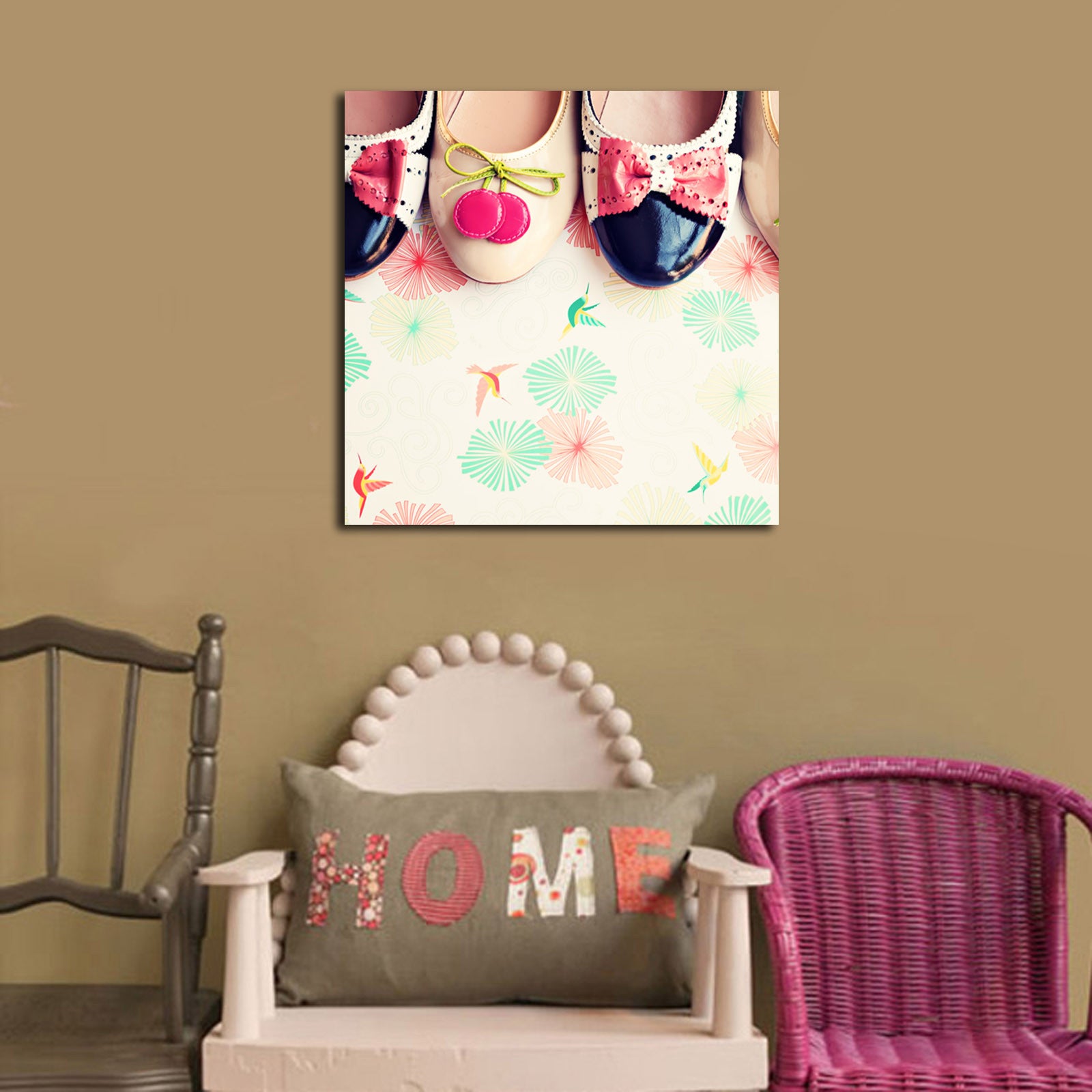 Tela Decorativa Multicolor 45x45 cm em Camurça 100% com Moldura de Madeira 3 cm – 4545K-82