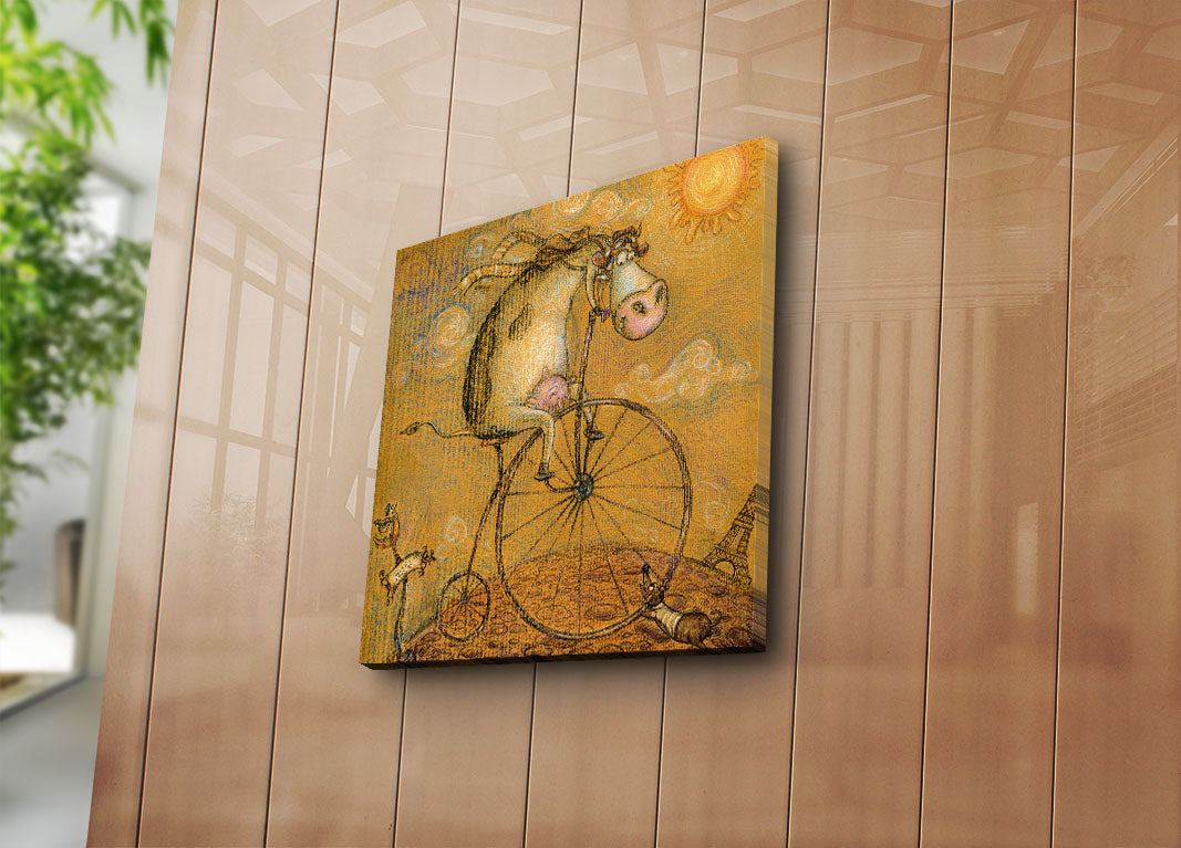 Tela Decorativa Multicolor 45x45 cm em Camurça 100% com Moldura de Madeira (4545K-84)