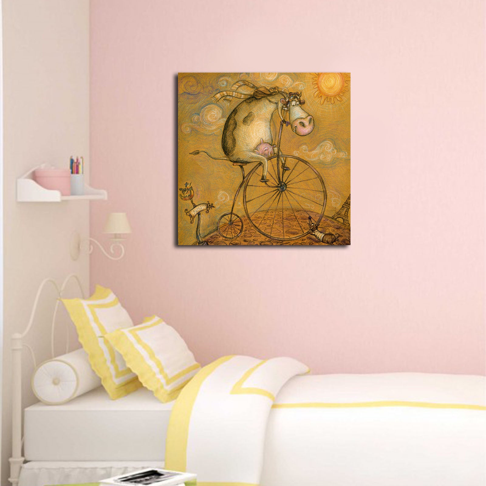 Tela Decorativa Multicolor 45x45 cm em Camurça 100% com Moldura de Madeira (4545K-84)